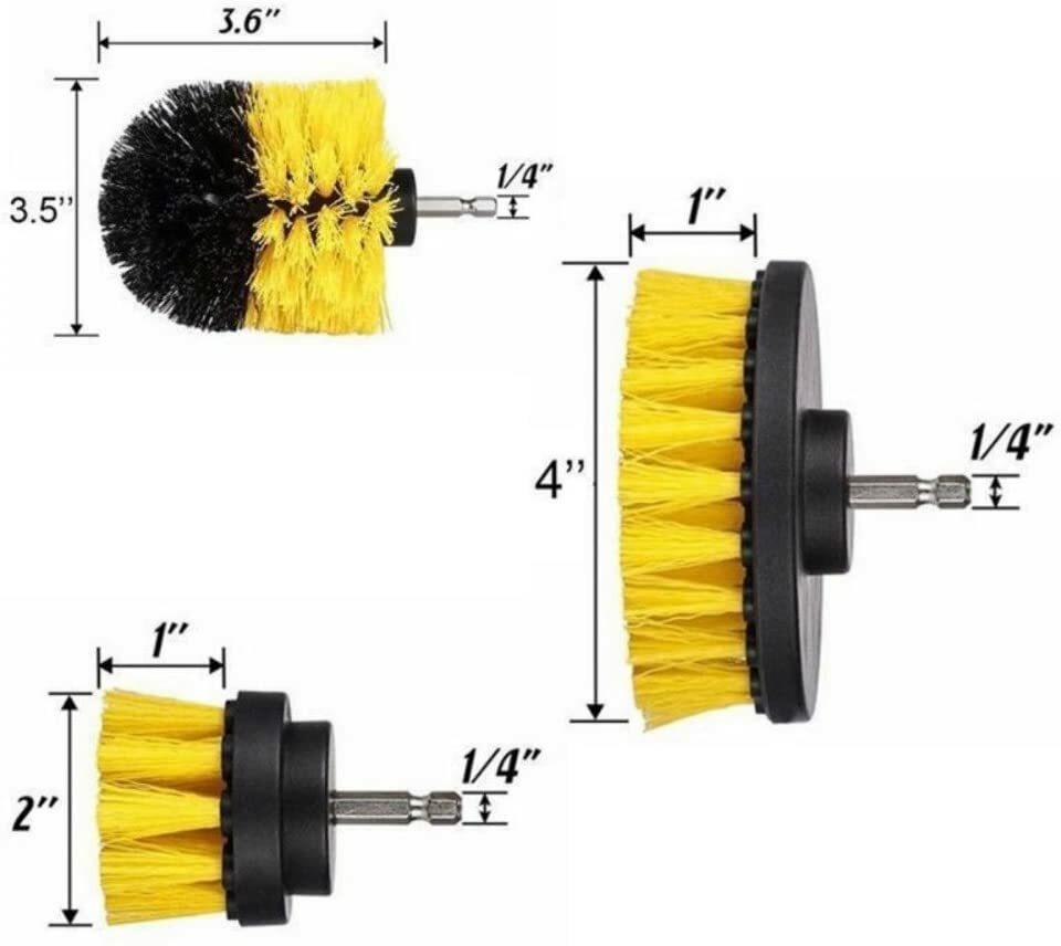 3PCS Drill Brush Power Scrubber Drill Attachments For Carpet Tile Grout Cleaning