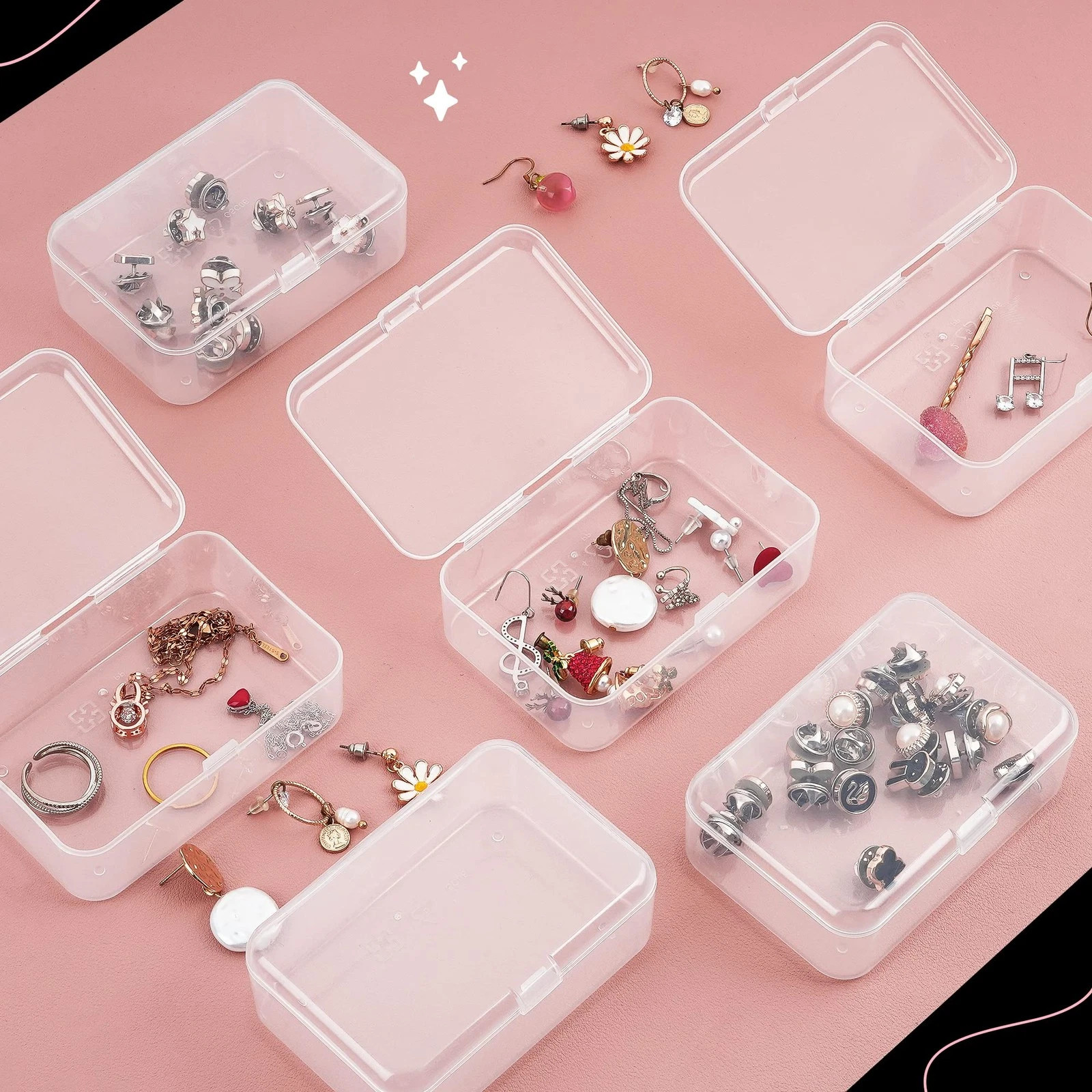 2PCS Small Plastic Storage Container Box DIY Coins Screws Jewelry Travel Beads
