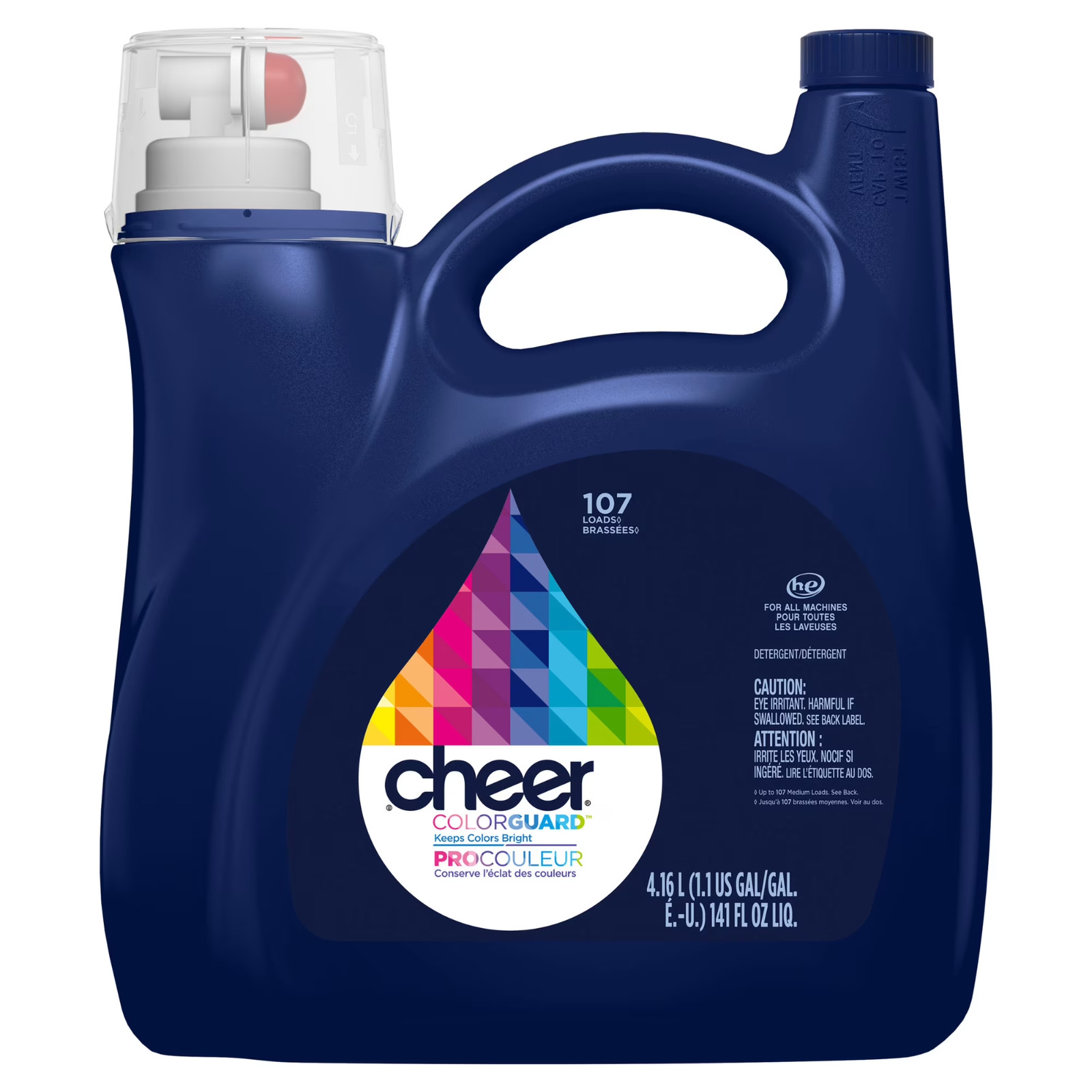 Cheer Liquid Laundry Detergent, HE Compatible, 154 fl oz, 107 Loads