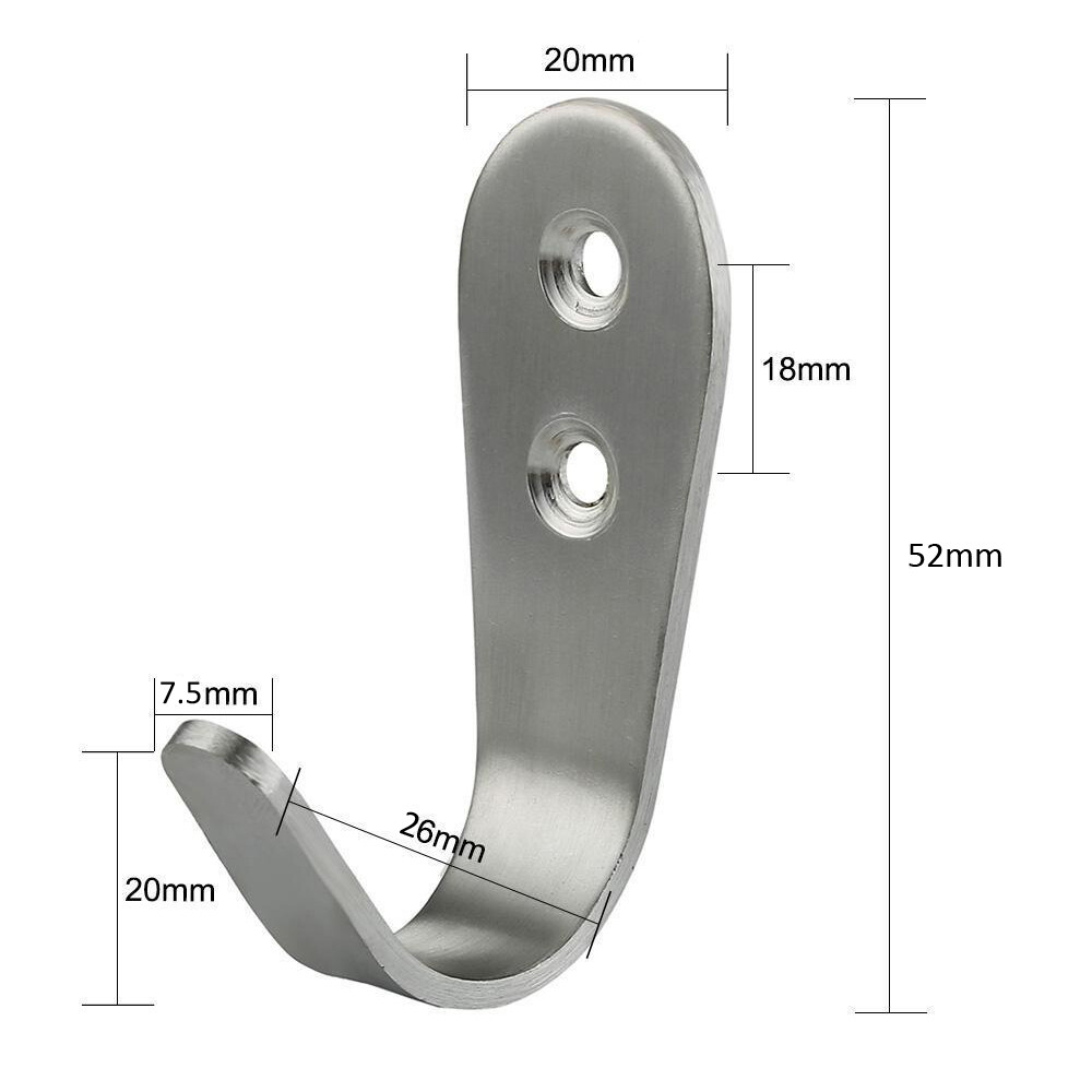 20PCS Bathroom Kitchen School Wall Door 304 Stainless Steel J Hook Hanger Hooks