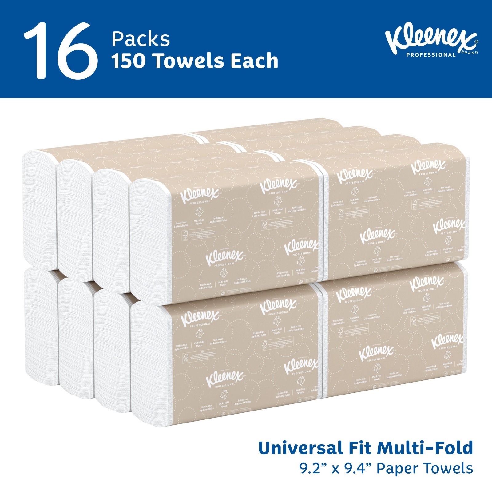 Kleenex Professional Universal Multifold Paper Towels, Bulk (01890), Absorbency