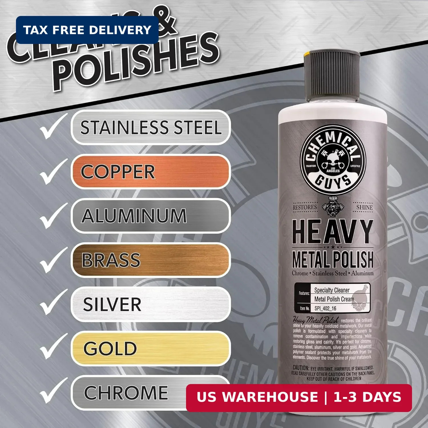 Heavy Metal Polish for Chrome, Aluminum & Stainless, 16 oz