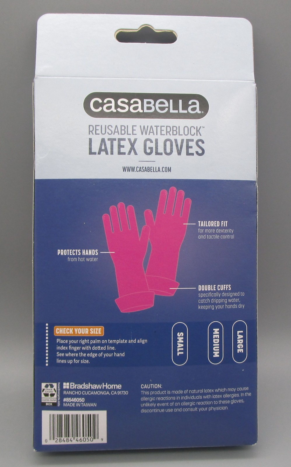 CASABELLA~Medium~Pink Double Cuff Waterblock Reusable Latex Gloves