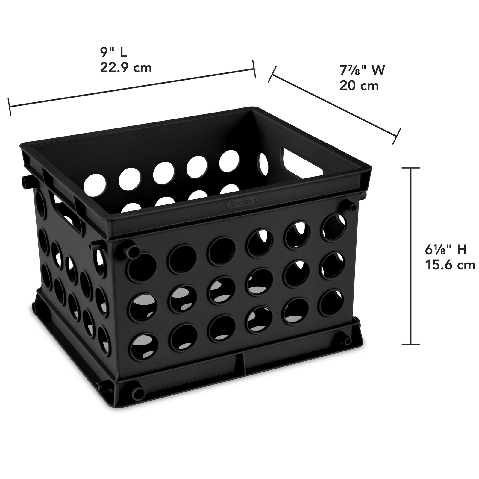 (6 pack) Sterilite Mini Crate, Multi-Purpose Plastic Storage Bin, Black