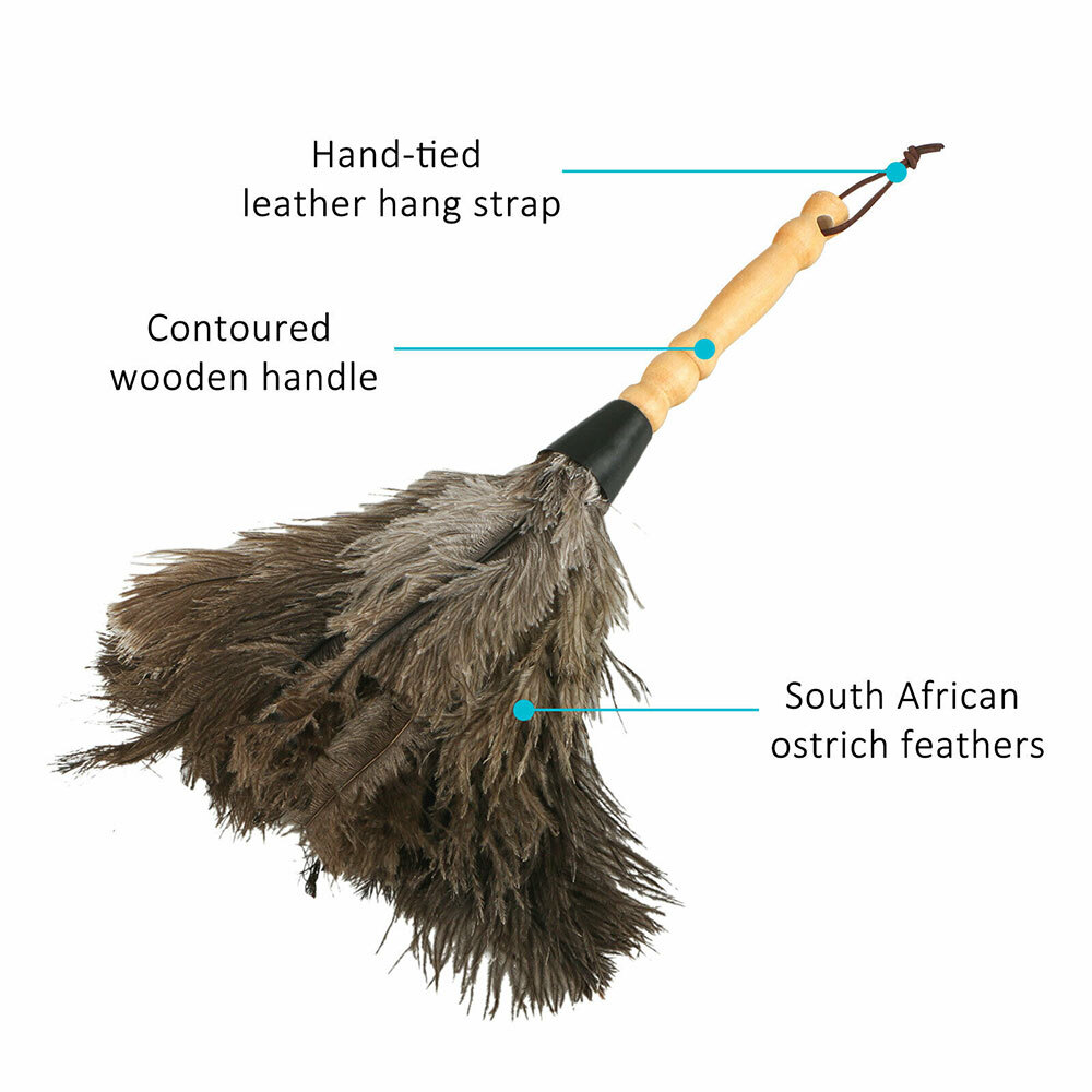 13″ Ostrich Feather Duster Durable Dust collecting Cleaning Tool In Wool Shop .