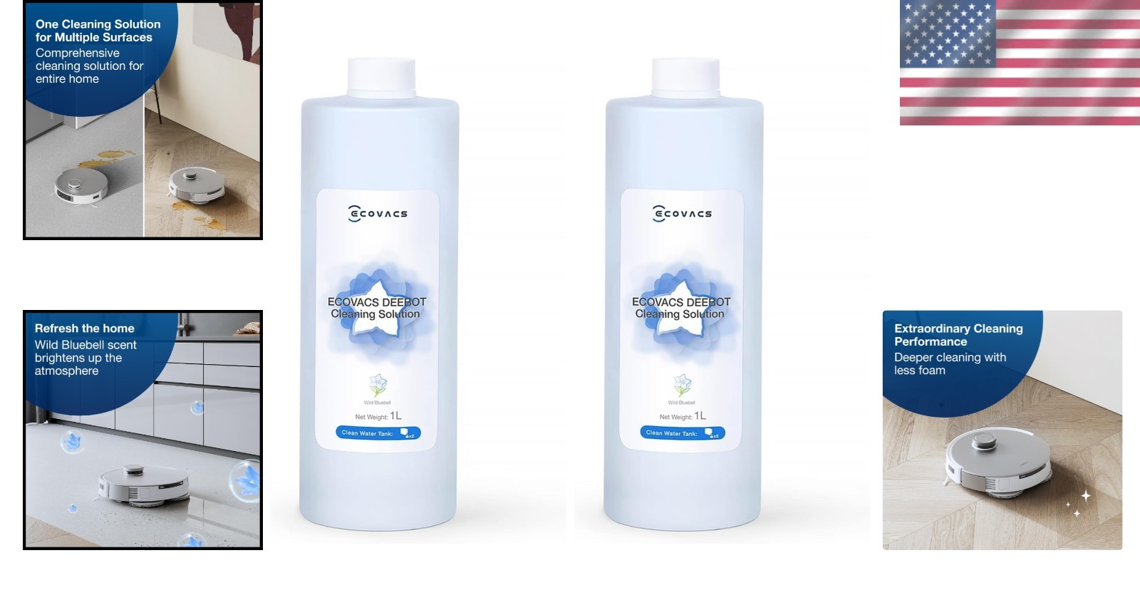 DEEBOT X1 OMNI Floor Cleaner Liquid 2x 35oz – Powerful, Multi-Surface