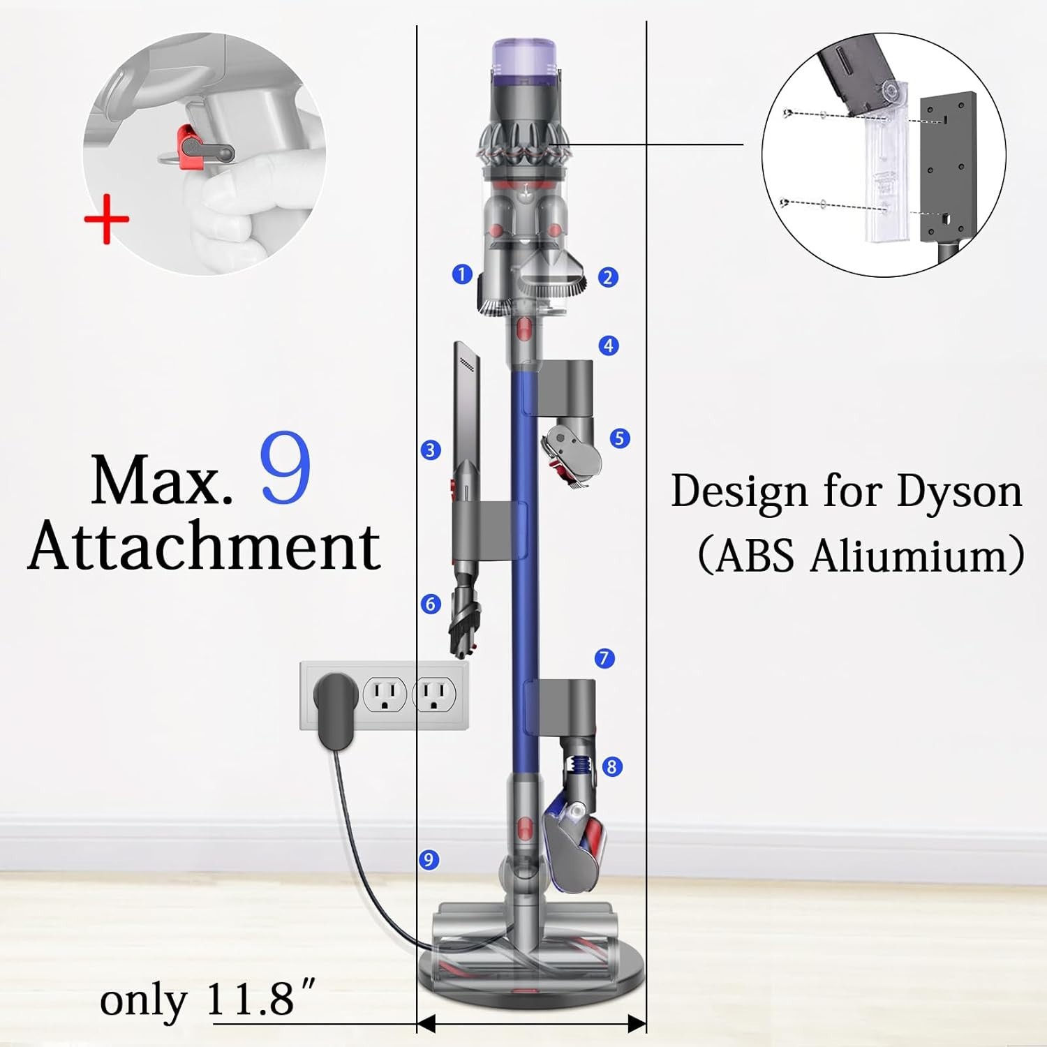 Vacuum Cleaner Stand Compatible with Dyson V6/V7/V8/V9/V10/V12/V15 Models