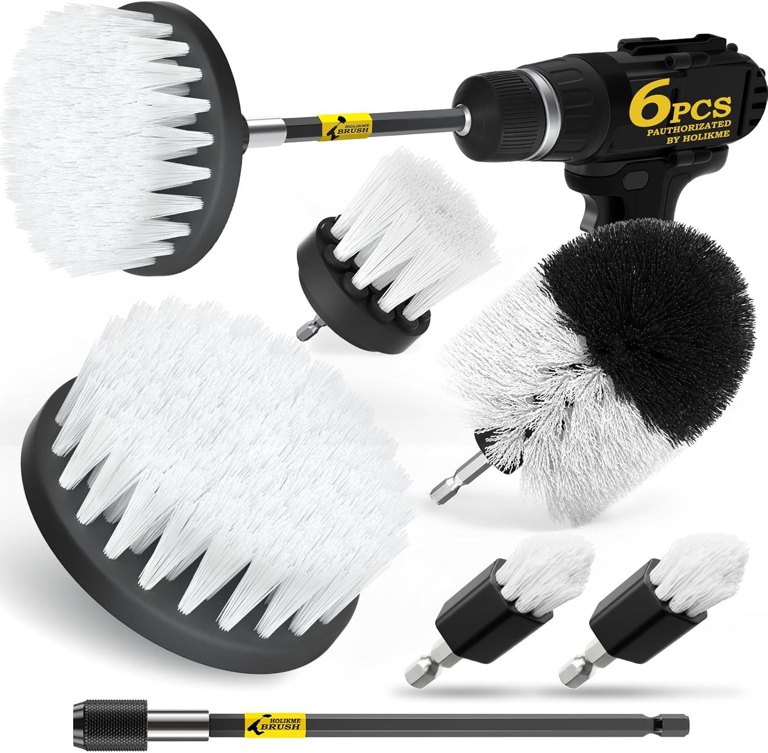 6Pack Drill Brush Power Scrubber Cleaning Brush Extended Long Attachment Set All