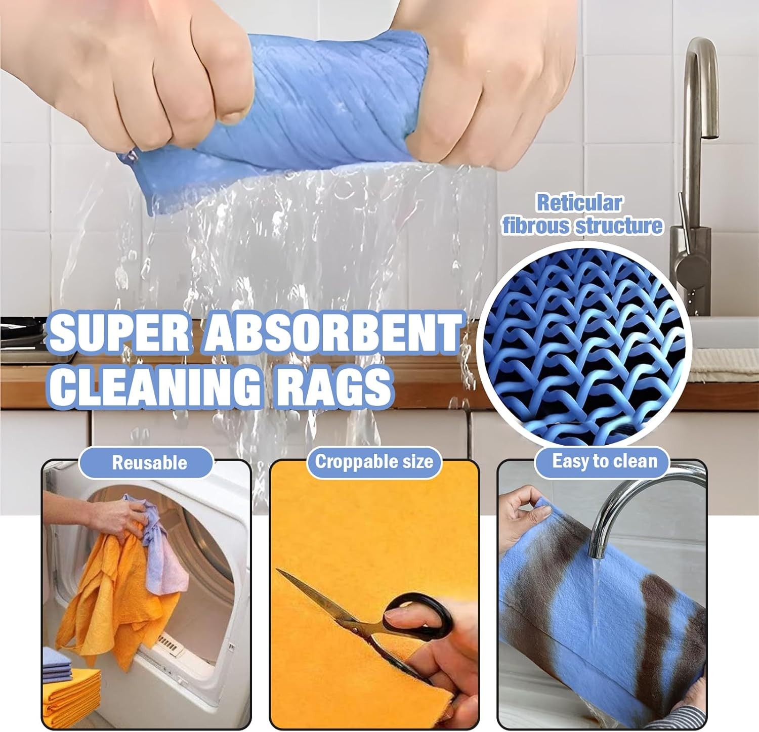 Ultra-Absorbent Miracle Cleaning Shammy, Super Absorbent Cleaning Cloth Multi…