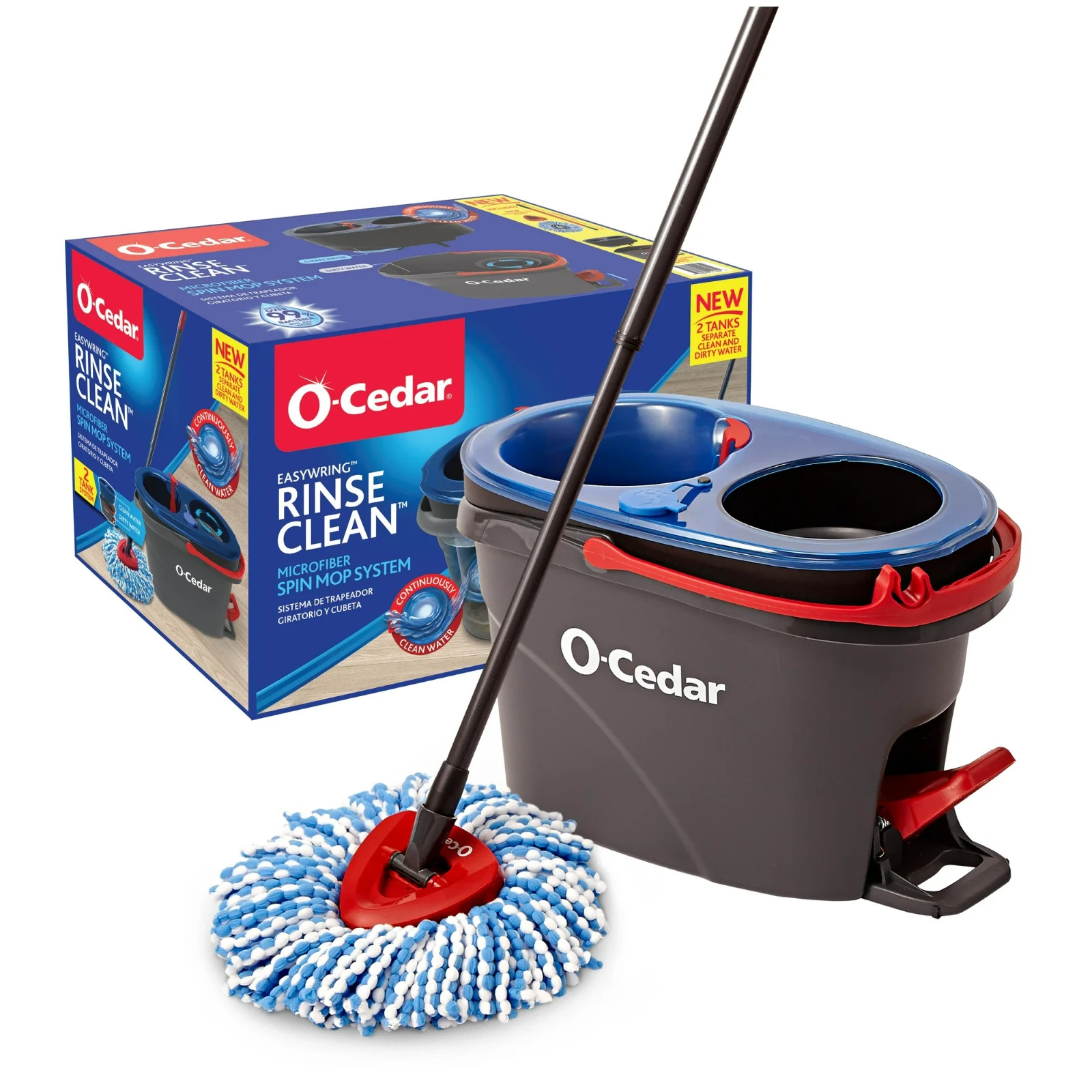 O-Cedar RinseClean Clean Water Spin Mop and Bucket System Clean with Clean Water