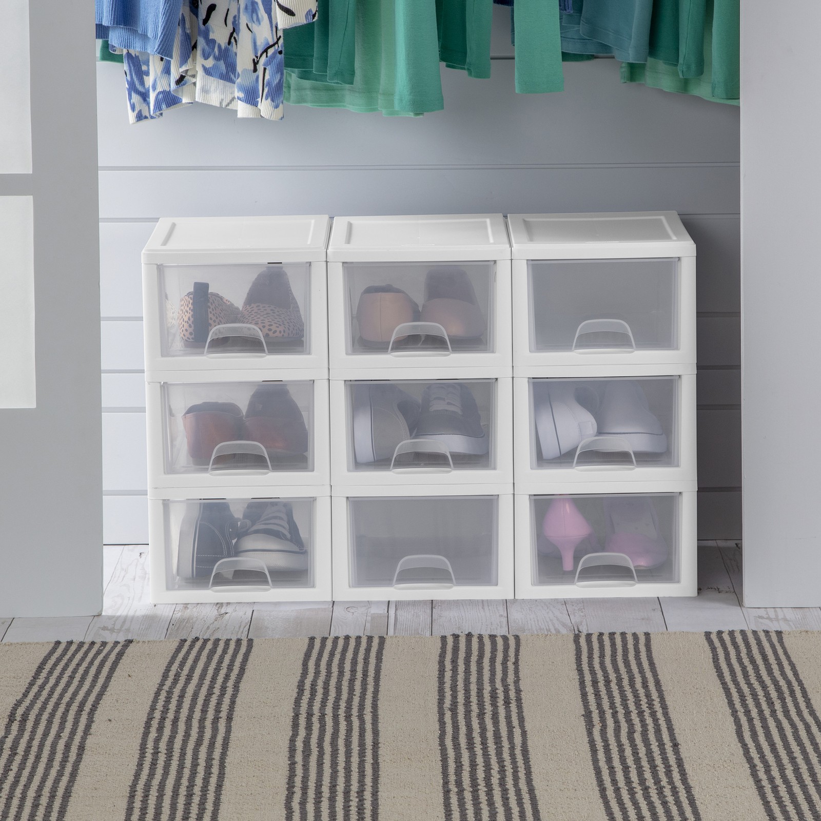 Sterilite Small Box Modular Stacking Storage Drawer Container Closet (6 Pack)