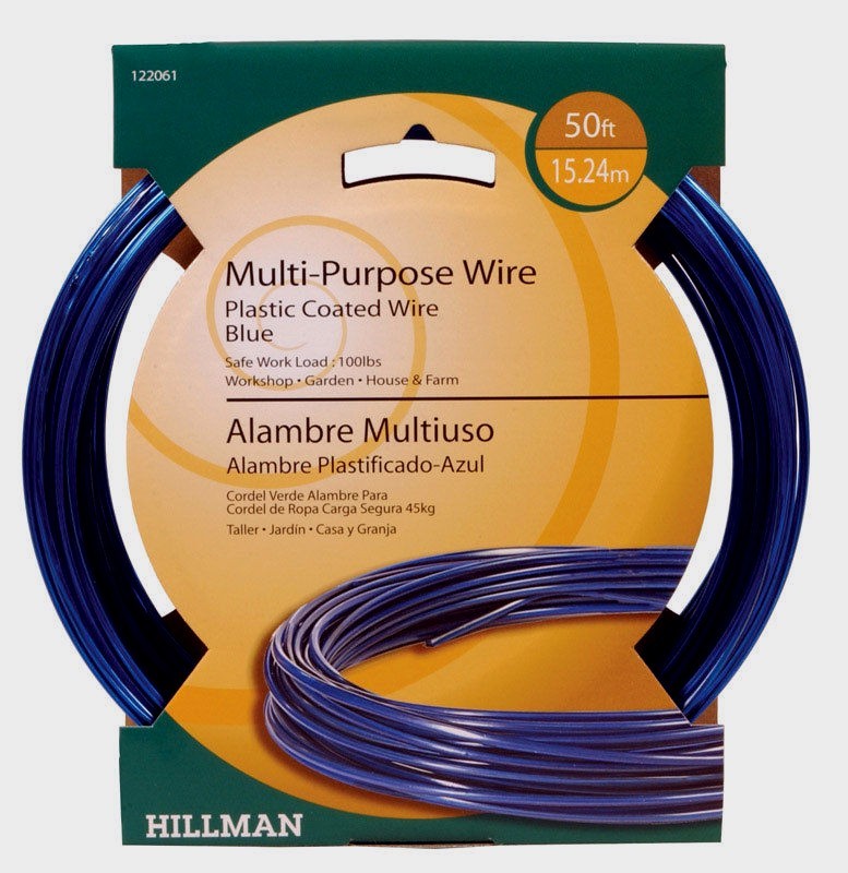 HILLMAN Multi Purpose Plastic Coated Blue Guy Wire 19 g Clothesline 122061 50 ft