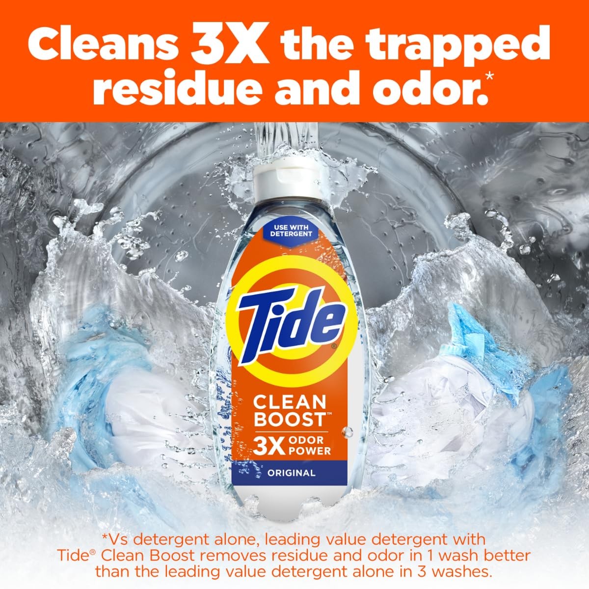 Tide Deep Cleansing Fabric Rinse with 3X Odor 48 Fl Oz (Pack of 1), ash
