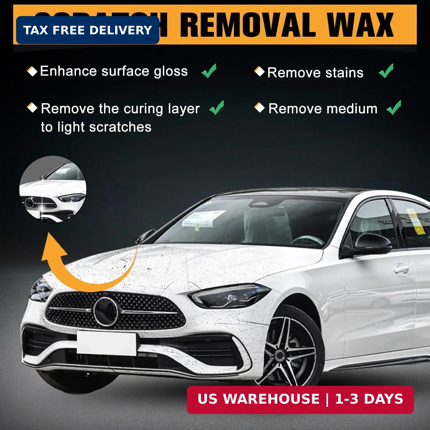 2Pcs Car Scratch Remover Wax, Universal Premium Polishing Compound for Deep Scra