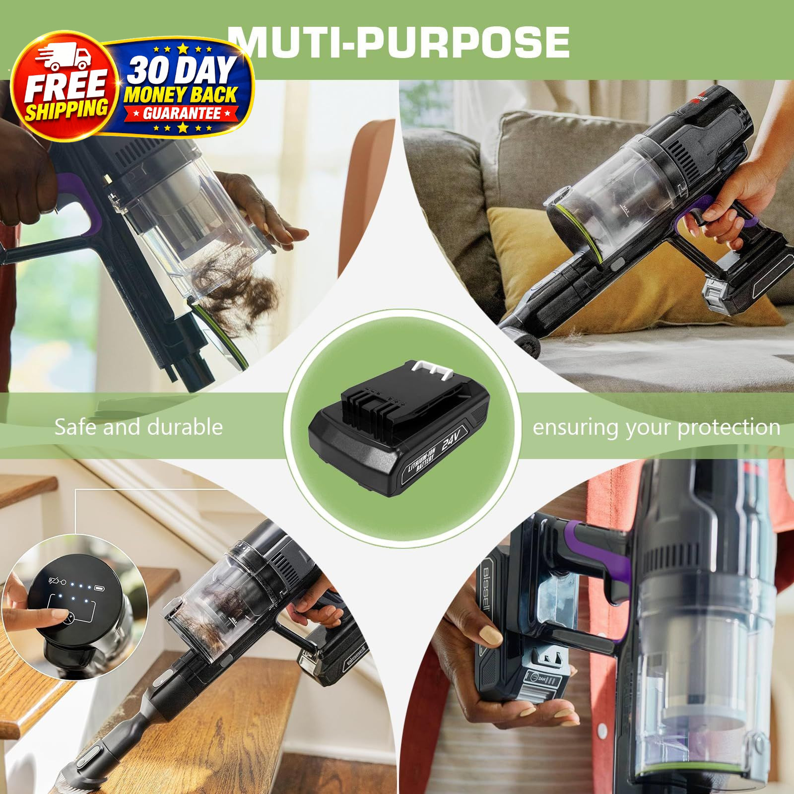 24V 3.0Ah Battery Replacement for Bissell CleanView XR Cordless Vacuum