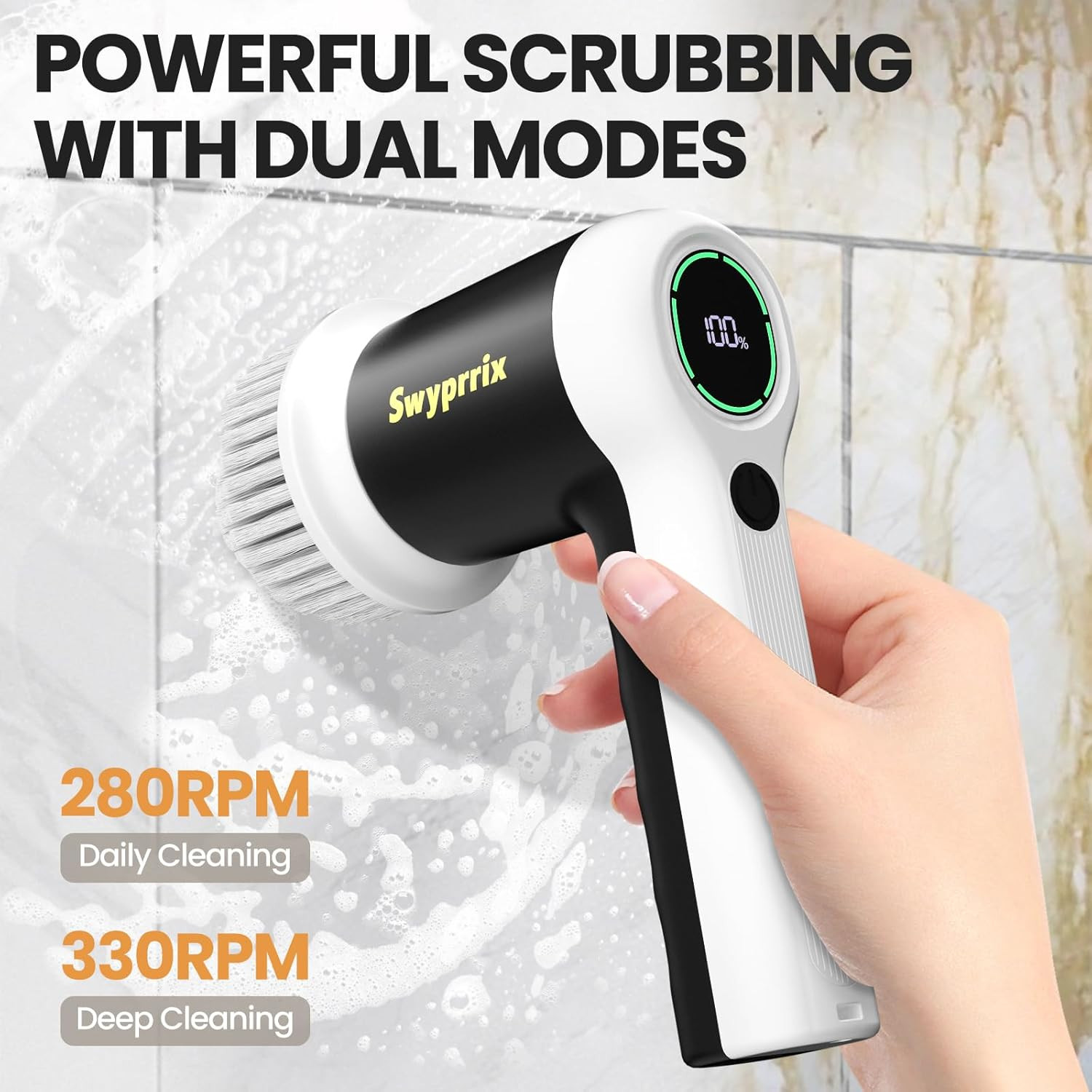 Electric Spin Scrubber for Bathroom and Shower Cleaning SD-CTB02 | 2 Speeds Cord