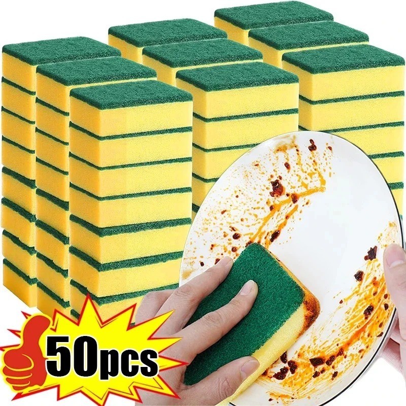 10/50 Pack Kitchen Cleaning Sponges Scourers Washing Up Non-Scratch for Dish Pad