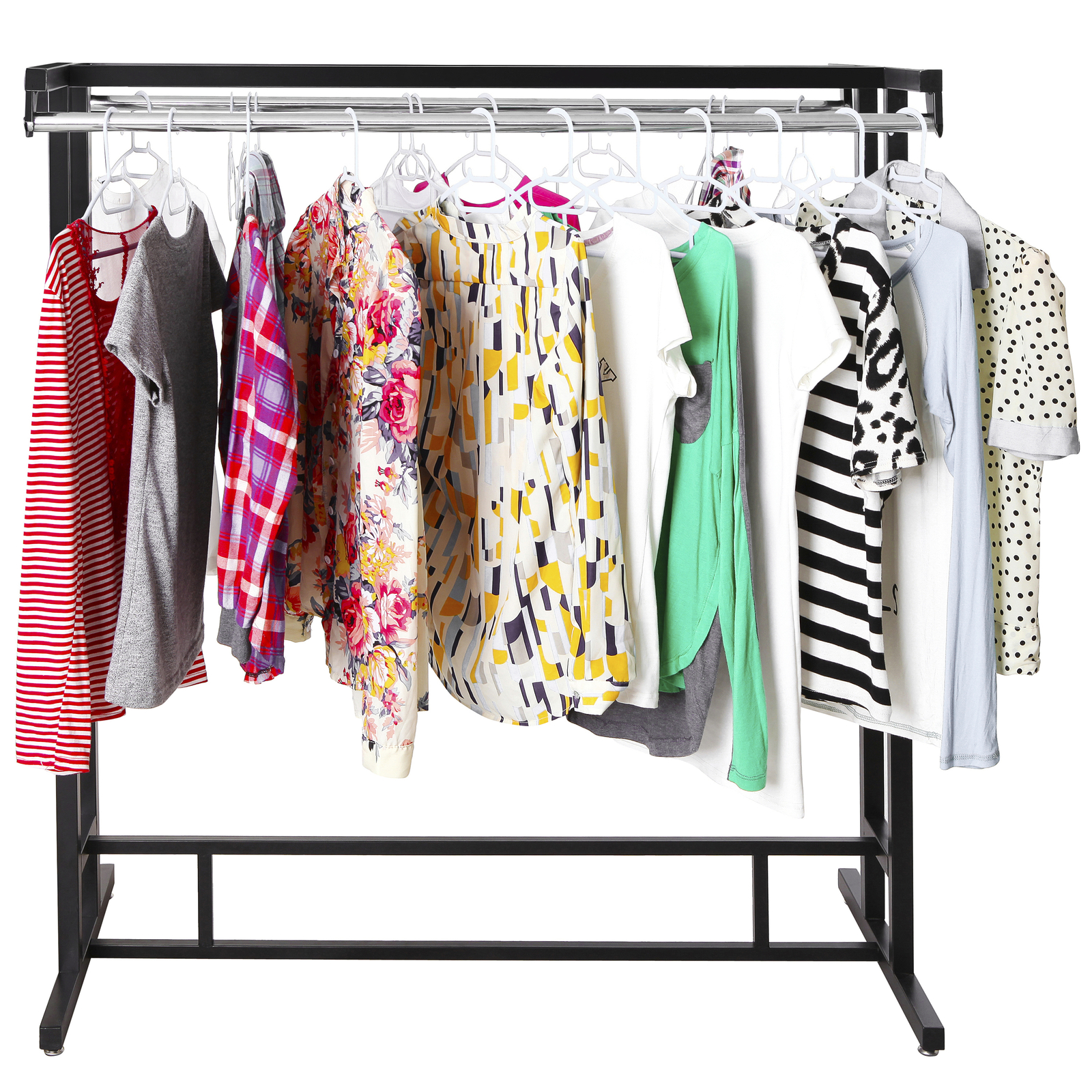 Stainless Steel Double Rod Hangrail Department Store Style Clothes/Garment Rack