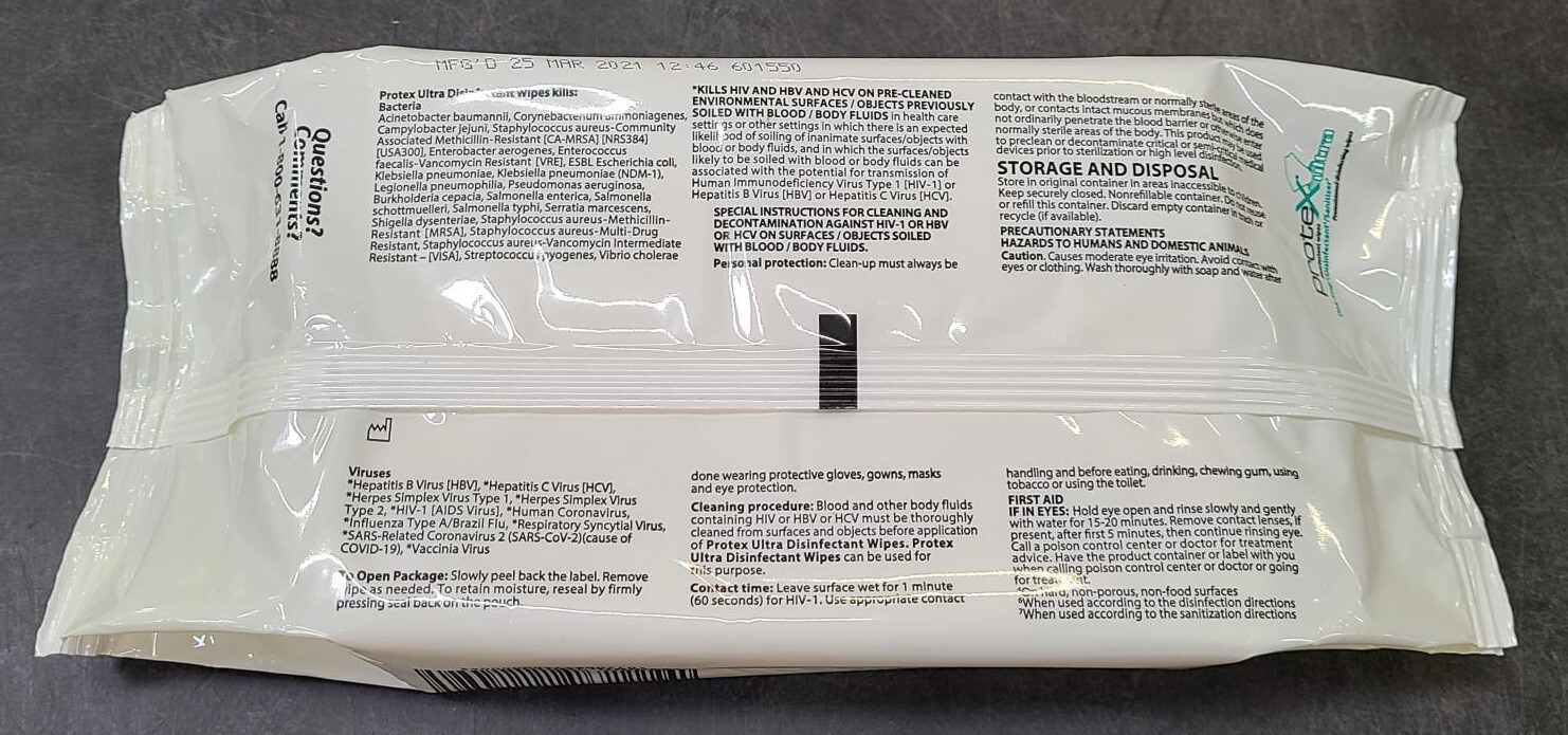 Parker Protex One-Step Ultra Surface Disinfectant Wipes 6″x6-1/2″ 60/PACK 48-40