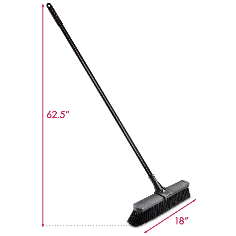 High Power Push Broom Multi-Surface 18 inch with Steel Handle