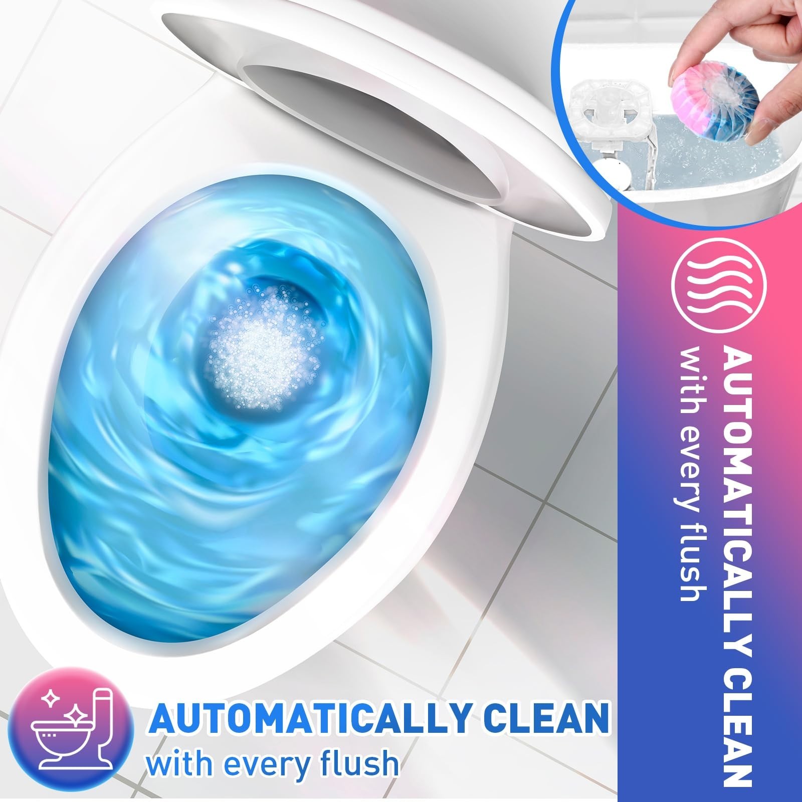 100 Pack Automatic Toilet Cleaner Tablets – Long Lasting Bathroom Tank Tabs (Pin