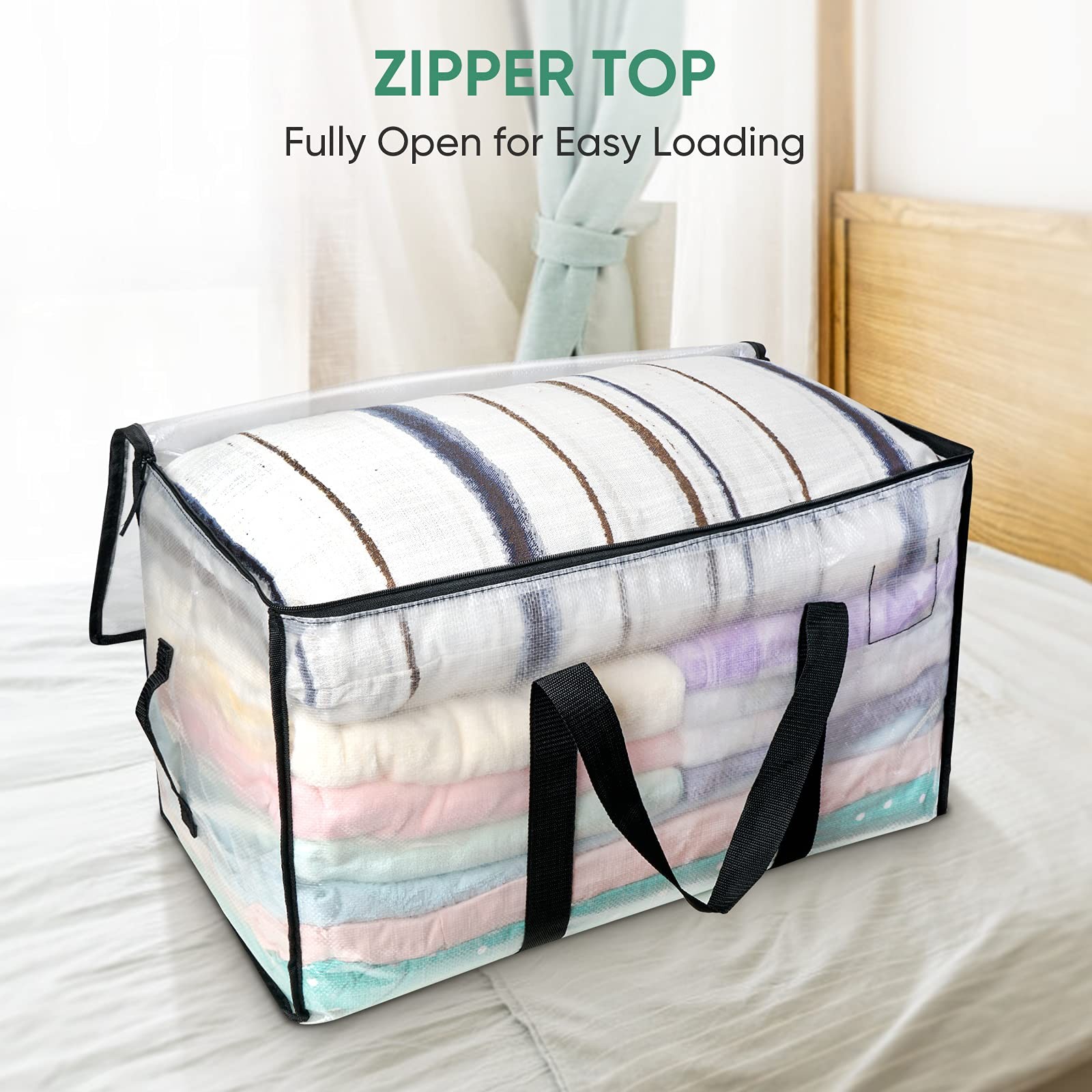 BALEINE 6-Pack Oversized Moving Bags with Reinforced Handles, 6-Pack, Clear