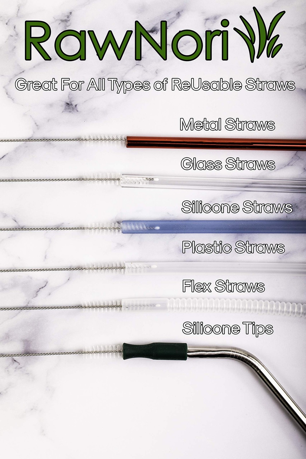 2 Drinking Straw Cleaning Brush Long – Bristle 2 Count, Stainless Steel
