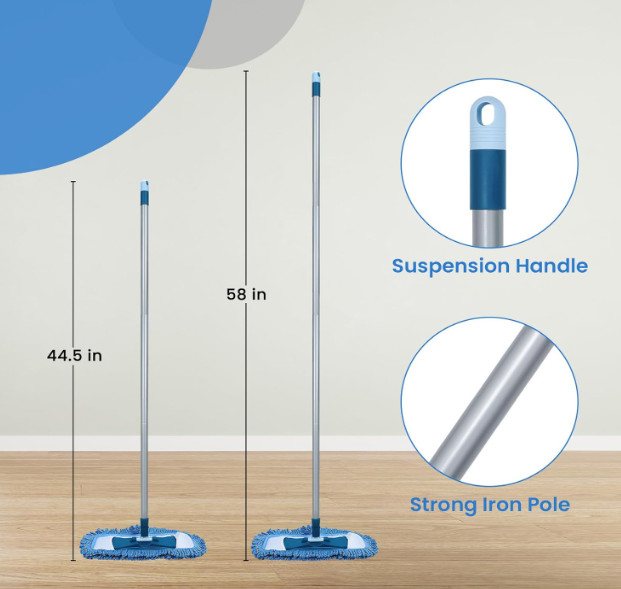 TrueYee Dust Mop for Hardwood Floors with 57″ Long Handle Wet & Dry Mops for Cat