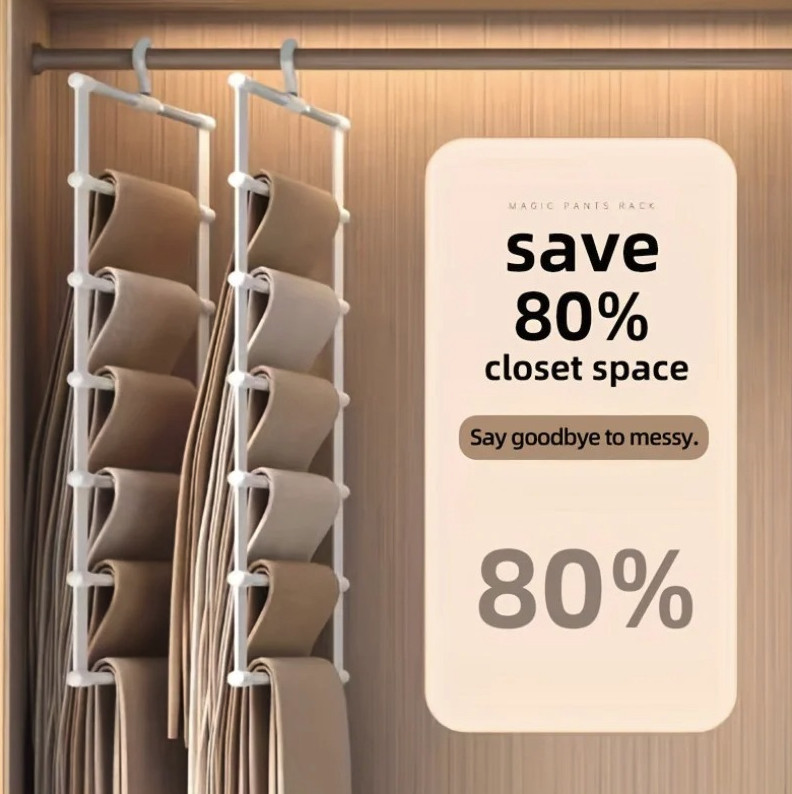 1pc Multi Layer Pants Hanger Rack Space Saving Closet Organizer – NEW