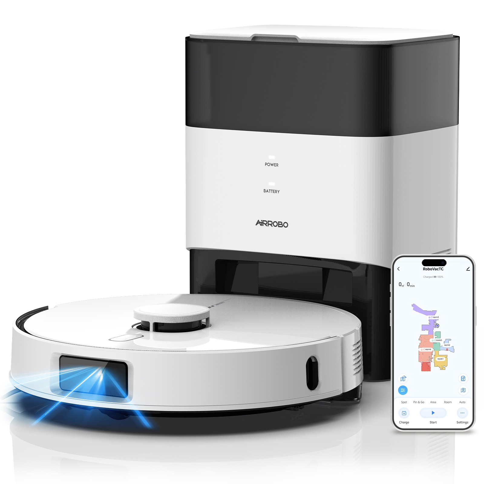 Refurbished AIRROBO T30 LiDAR Robot Vacuum and Mop Cleaner Self Emptying 12000Pa