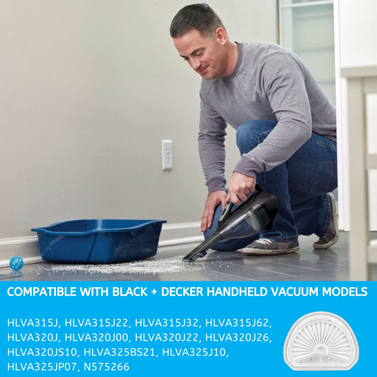 Nispira VLPF10 Replacement Vacuum Filters For Black&Decker Hand Vacuums, 3 PK
