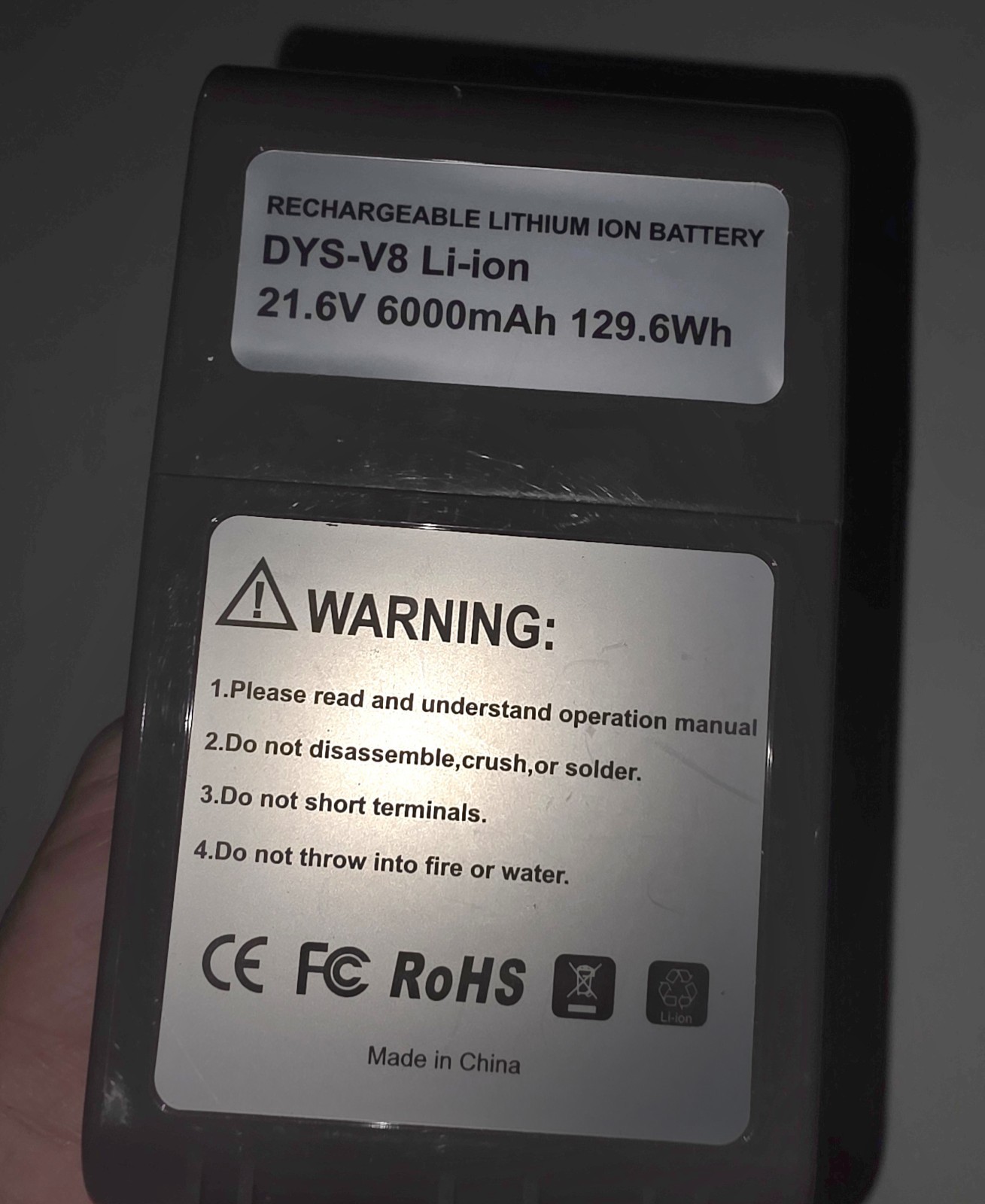 21.6V 6000mAh V8 Battery Replacement for Dyson V8 Compatible with SV10 V8