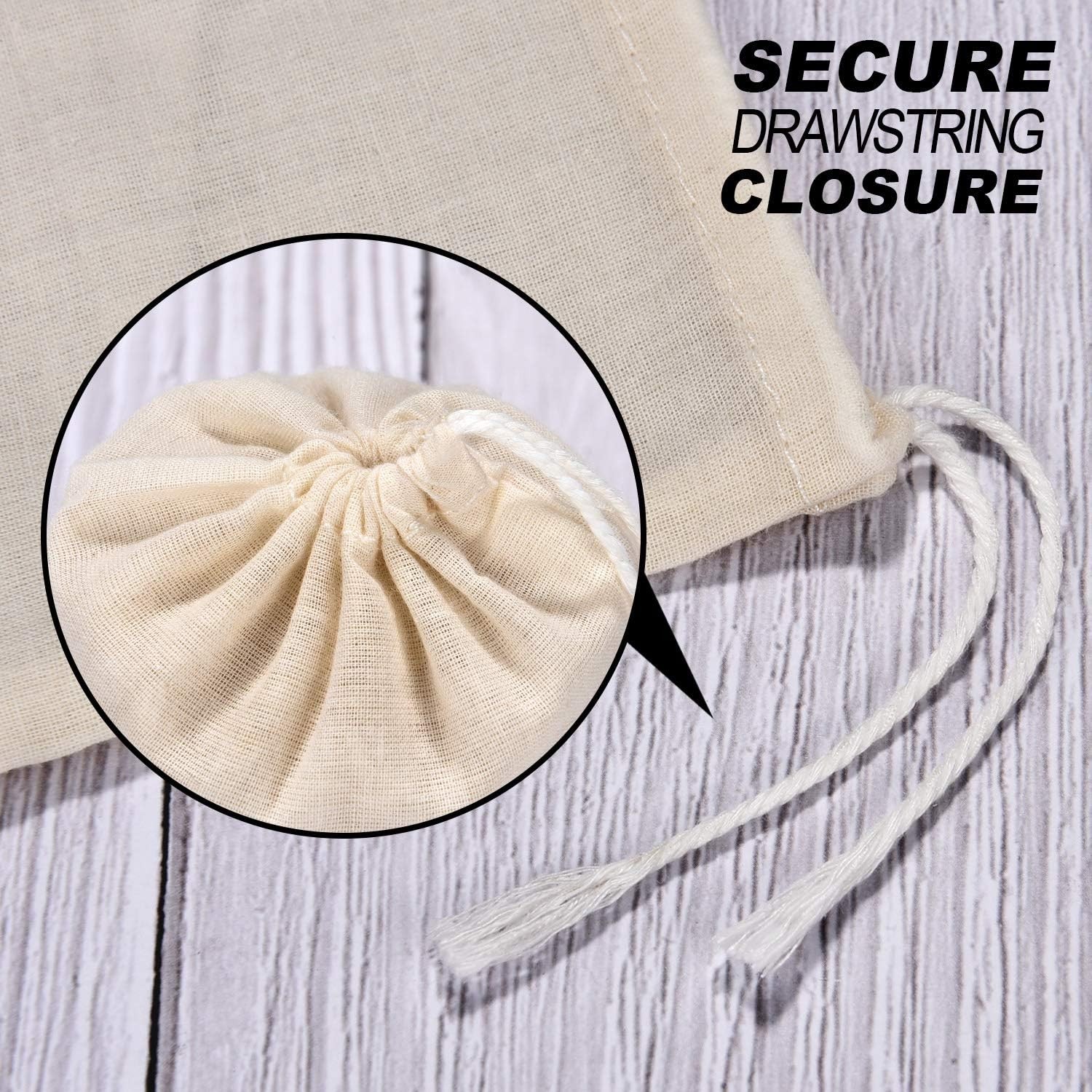 3 x 4 Inches Muslin Cotton Drawstring Bags Canvas Linen Sachet Bag Reusable