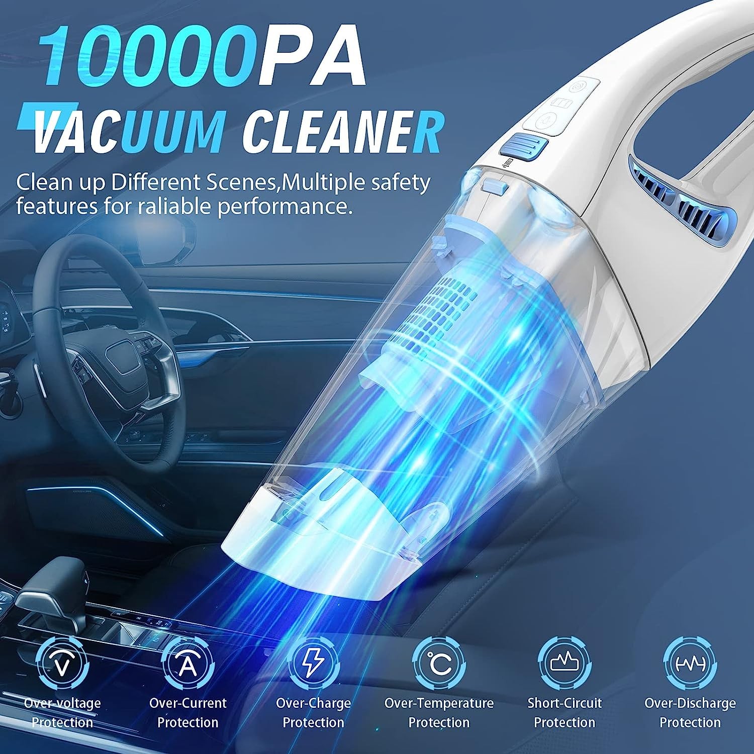 FUOAYOC H11 Handheld Vacuum Cordless Rechargeable – WHITE/BLUE