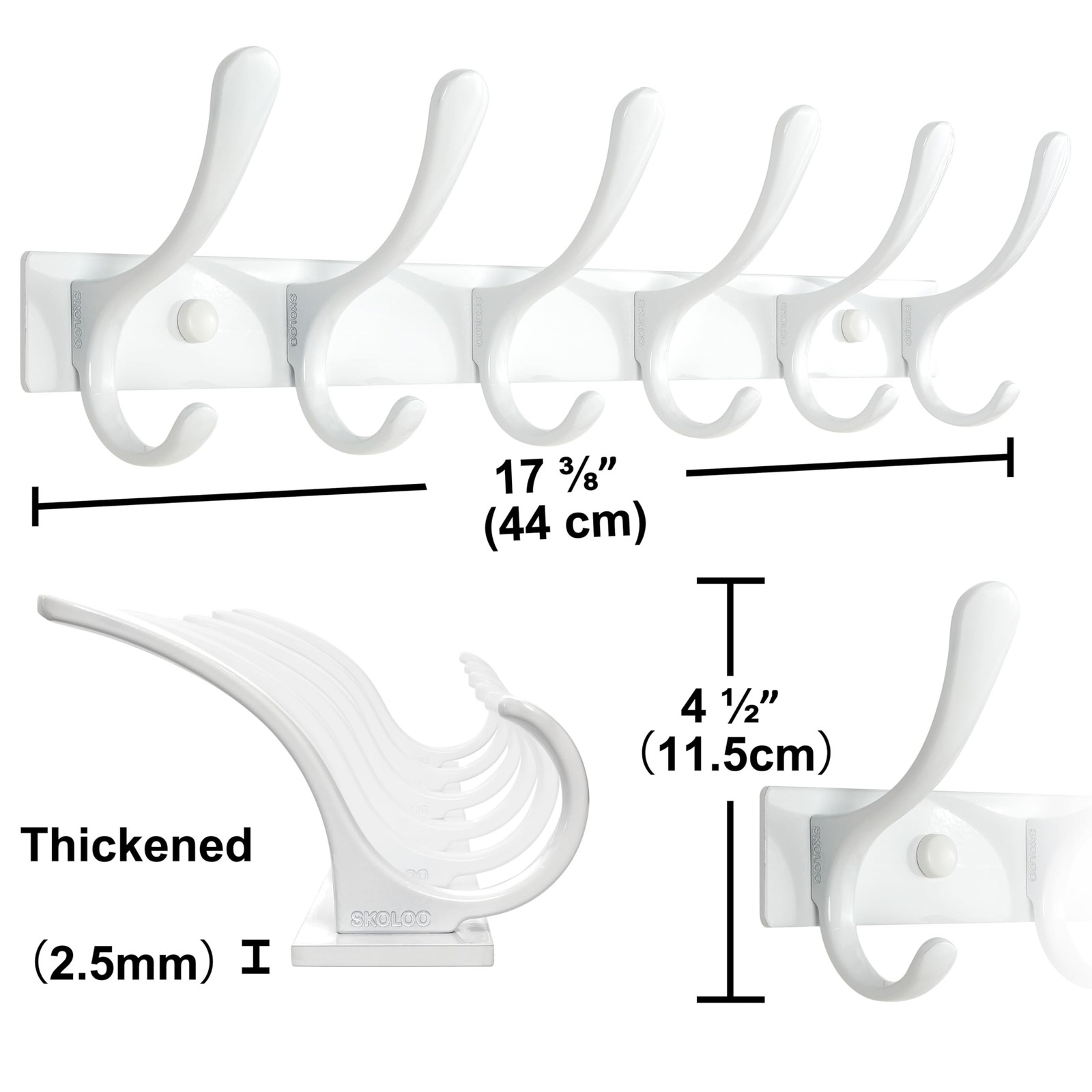 Heavy Duty Wall Mounted Coat Rack 6 Hooks Stainless Steel Hanging Clothes