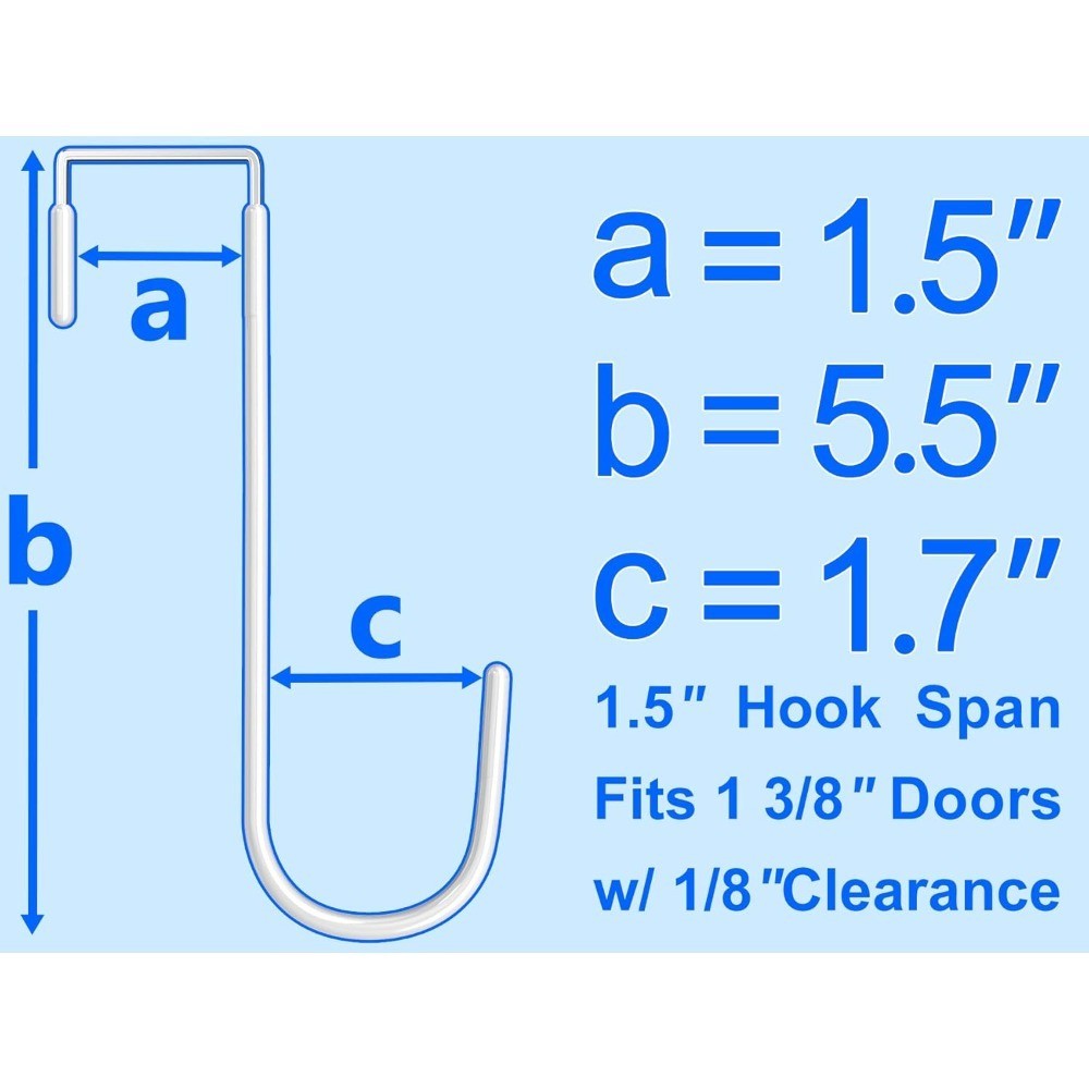 Over Door Hooks 4 Pack 5.5 Inch with Rubber Coating for Towel Robe Hanger