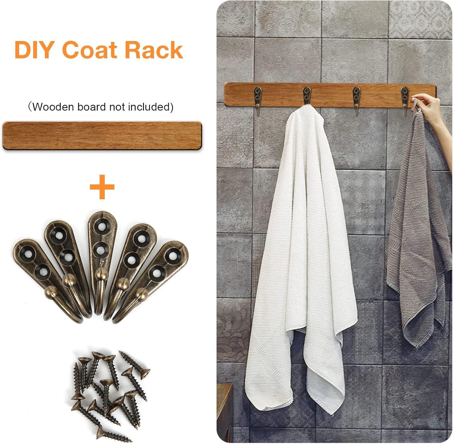 30set Alloy Hooks with Screws Wall Mounted Hanging Hangers for Coat Towel Bags