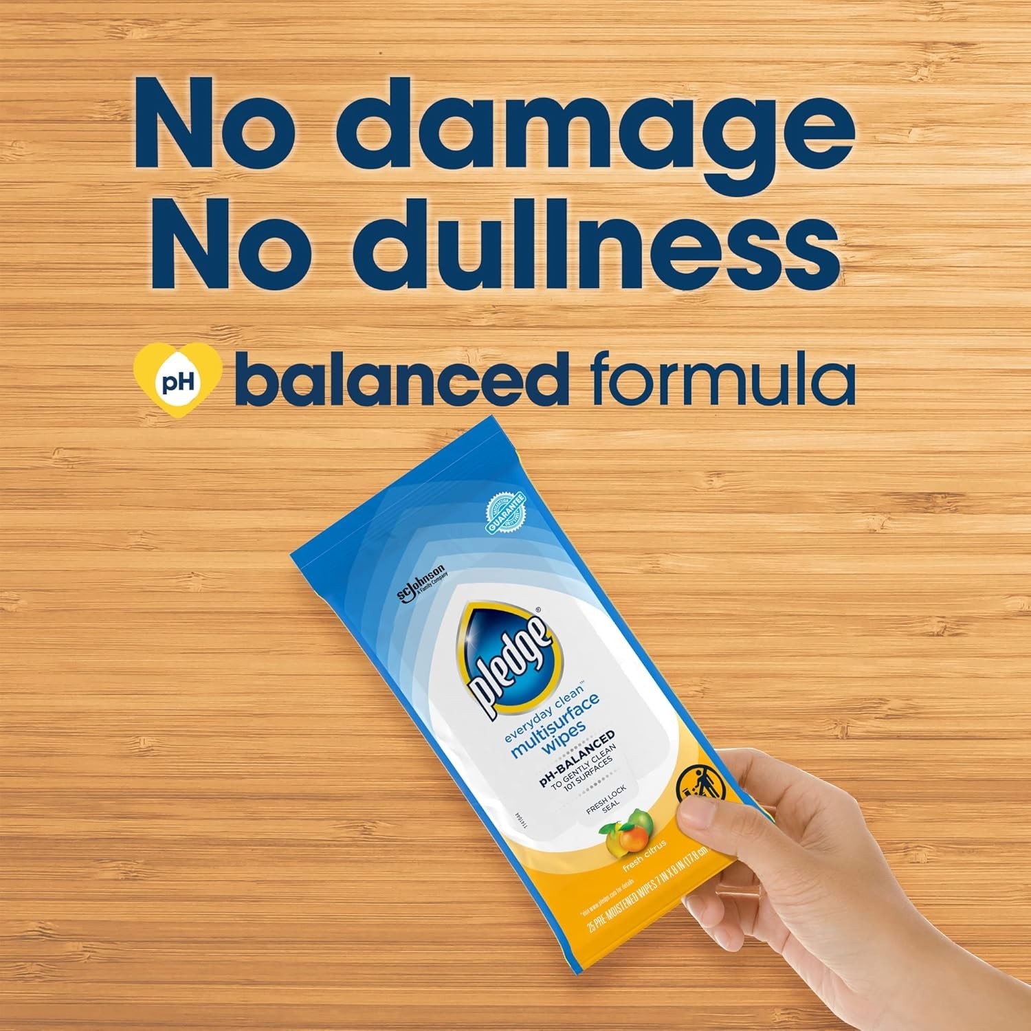 Eco-Friendly Pledge Multisurface Wipes – pH Balanced & Fresh Citrus – 25 Pack