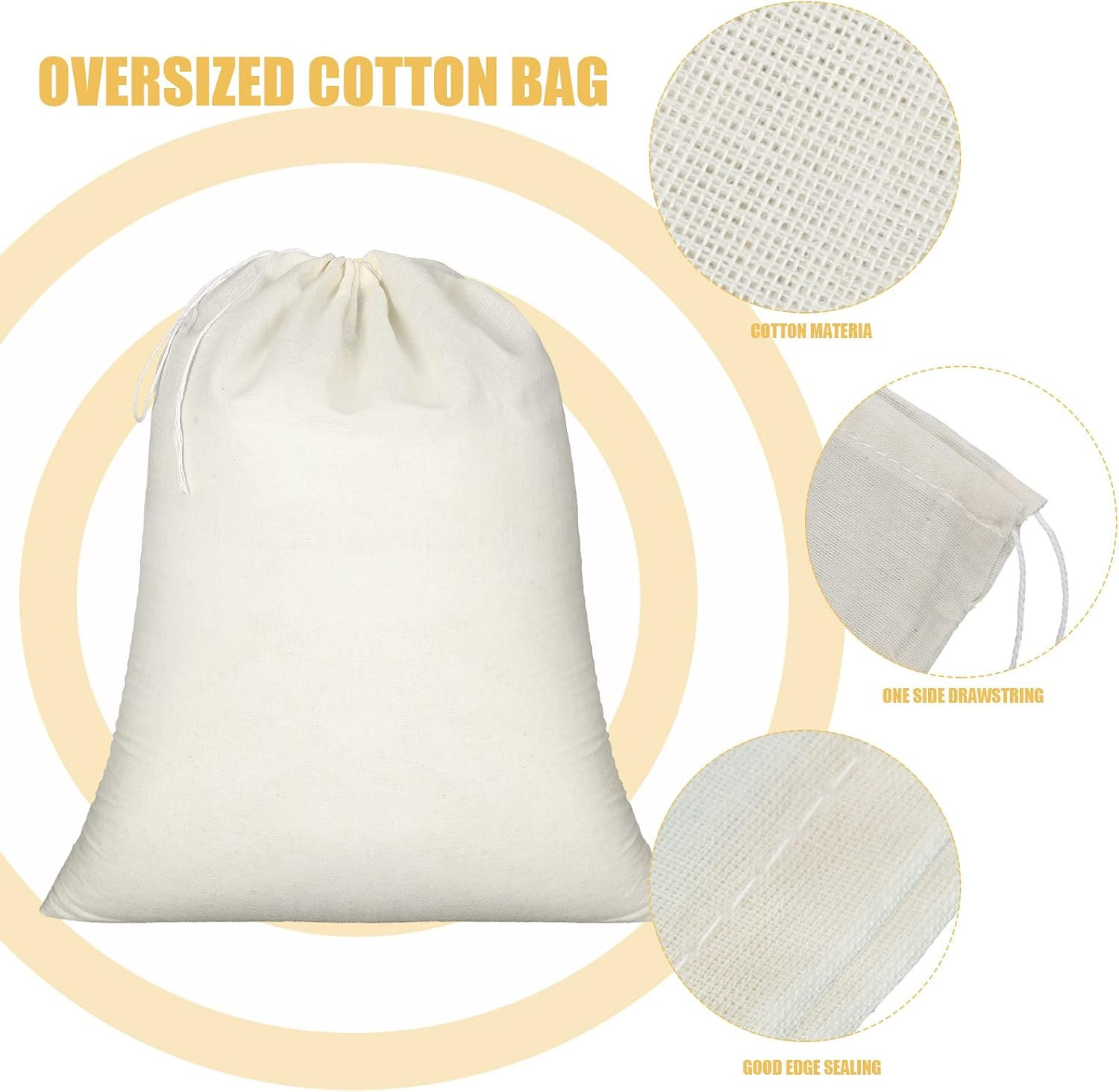 20 Pcs Muslin Bags 8X10 Inches, Cloth Bags with Cotton Drawstring Fabric