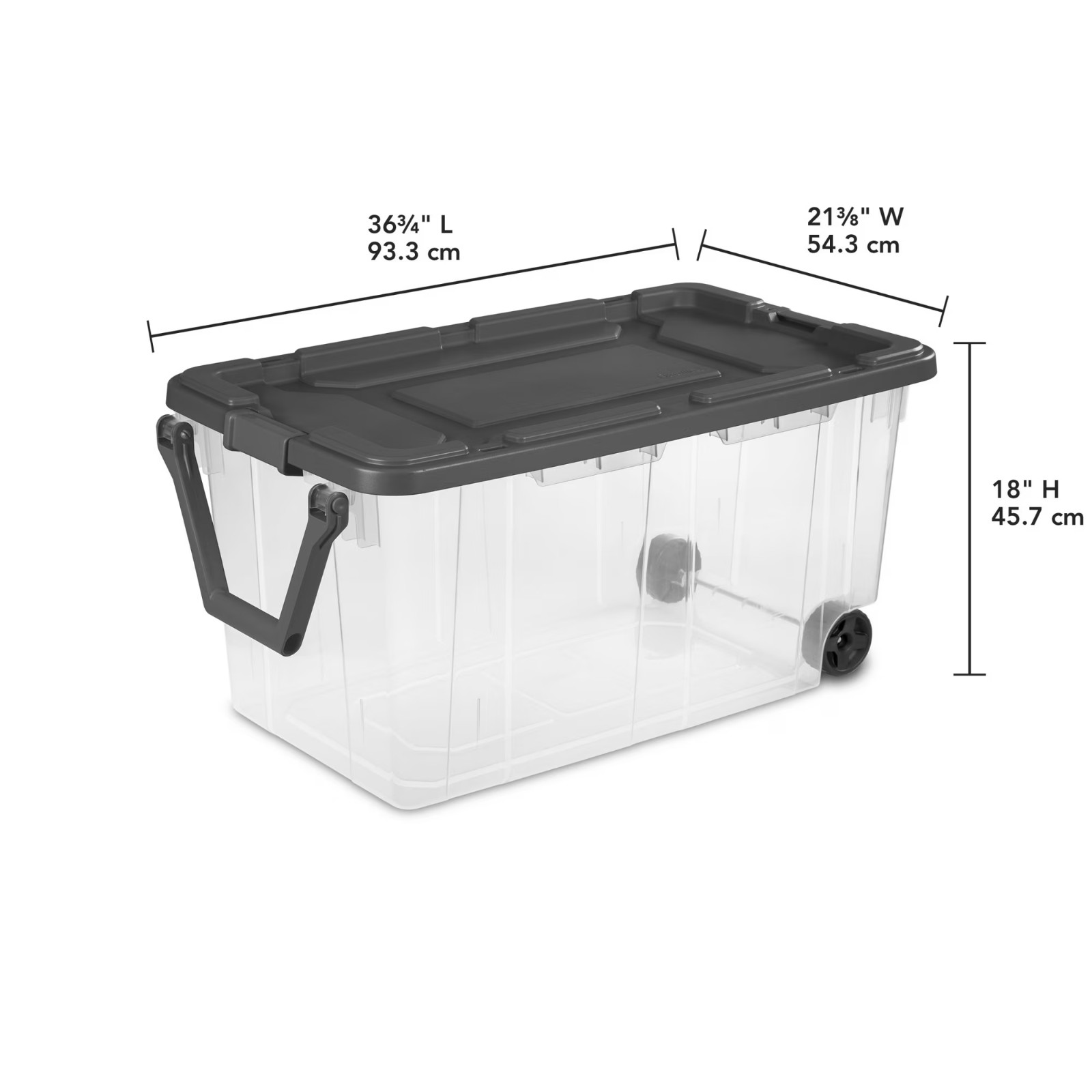 2 Count Sterilite 160 Quart Wheeled Stacker, Extra Large Durable Clear Bin, New