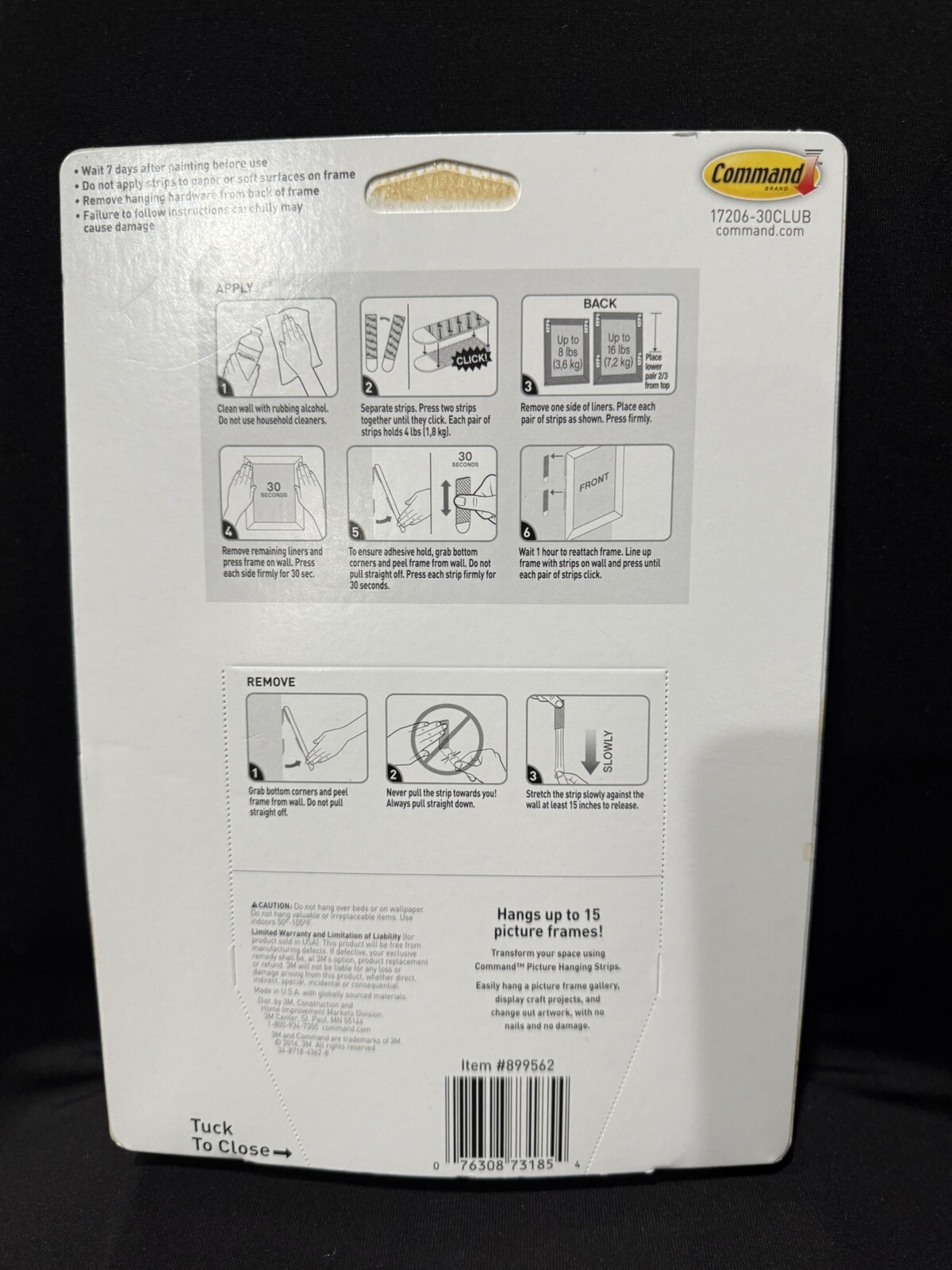 Command 3M 16 lb. Damage-Free Picture Hanging Strips 30 Pairs (60 Strips) NIB