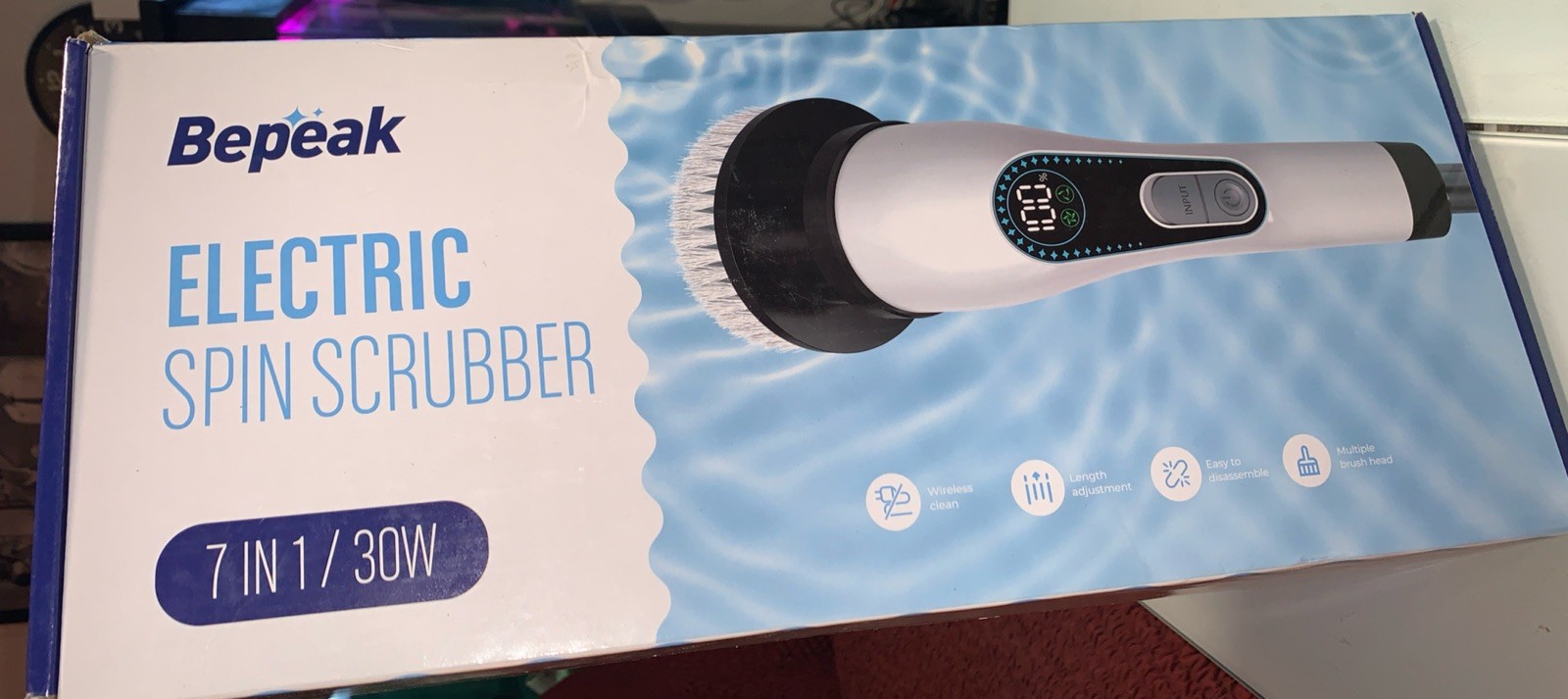 Cordless Electric Spin Scrubber with 7 Replaceable Attachments , Tub Tile Floor