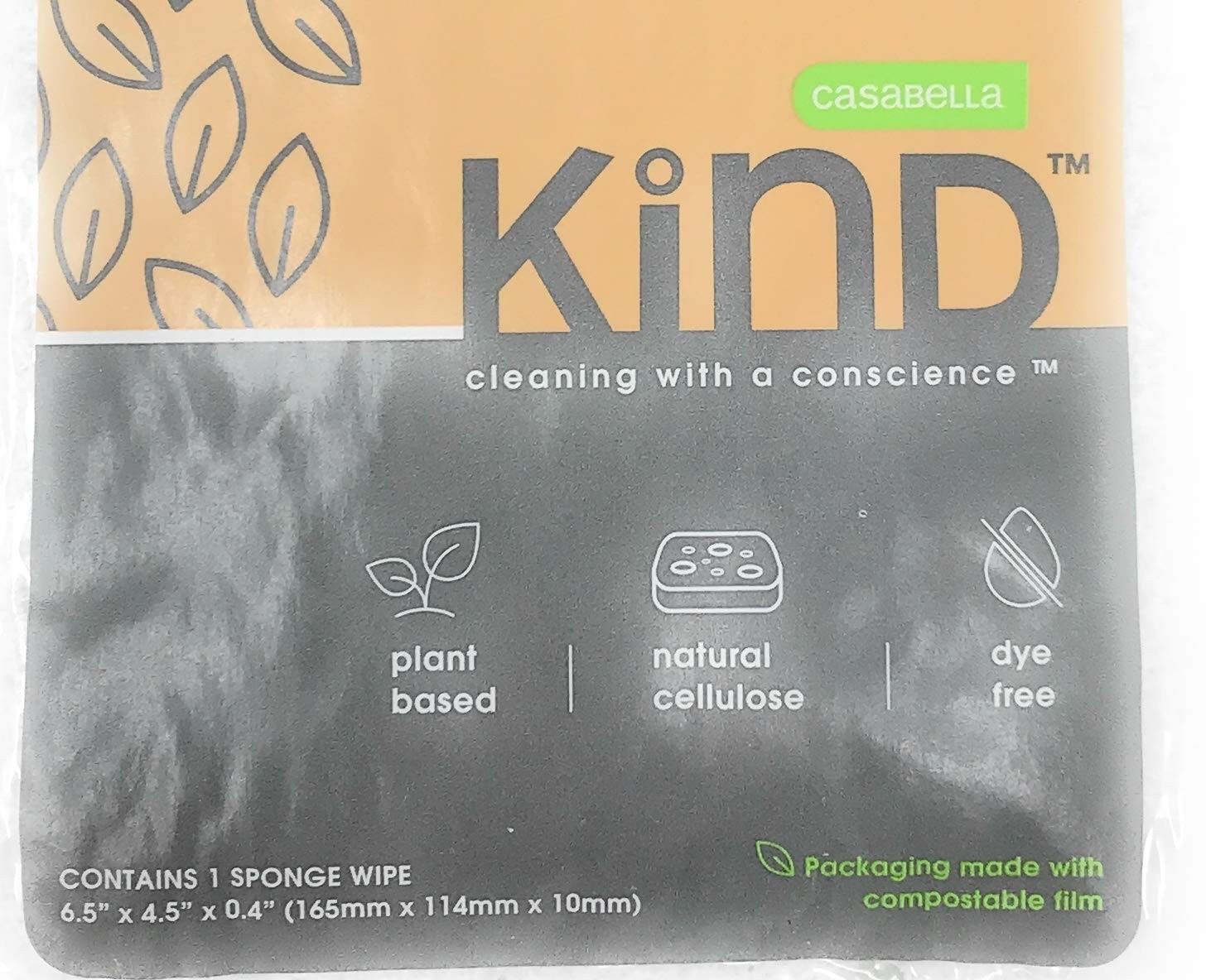 2-Pack Casabella Kind Natural Cellulose Sponge Wipe, Reusable Plant-Based Sponge