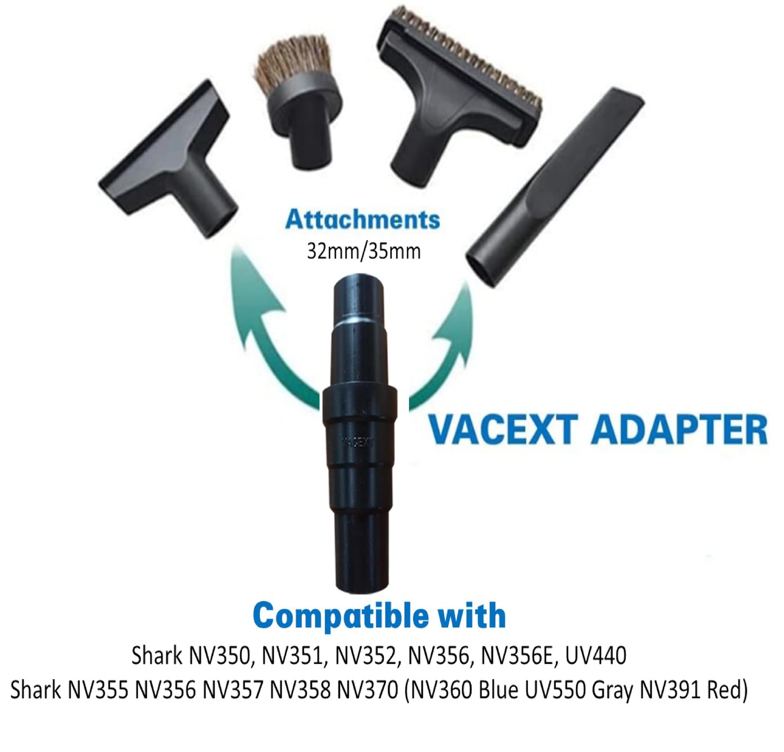 Universal Vacuum Hose Adapter Kit Reducer Attachment Set Converter From 1 1/2 In