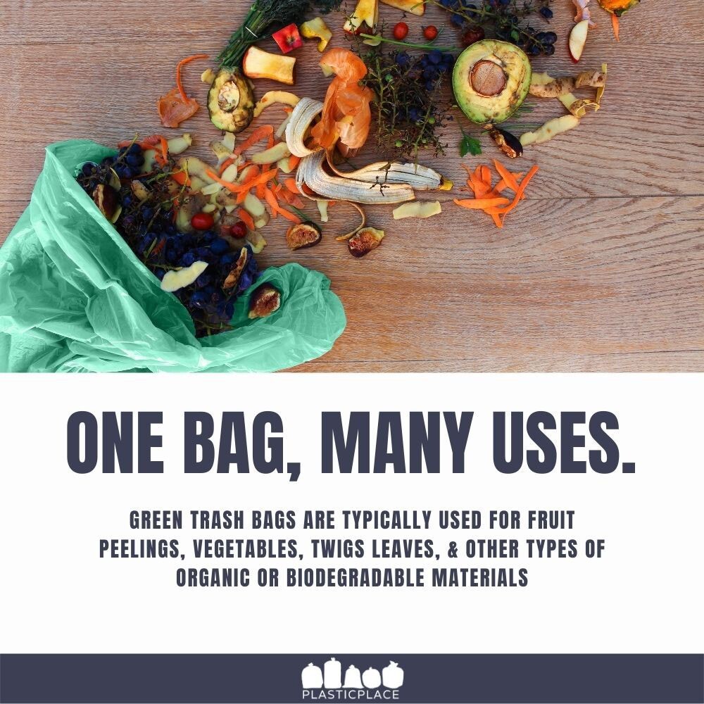 Plasticplace 12-16 Gallon Trash Bags, Green, Case of 250 Garbage Bags