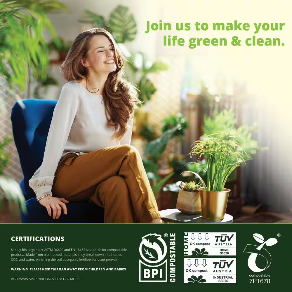 3 Gal. Compostable Trash Bags, Drawstring Heavy Duty 1 Mil., Small Kitchen Food