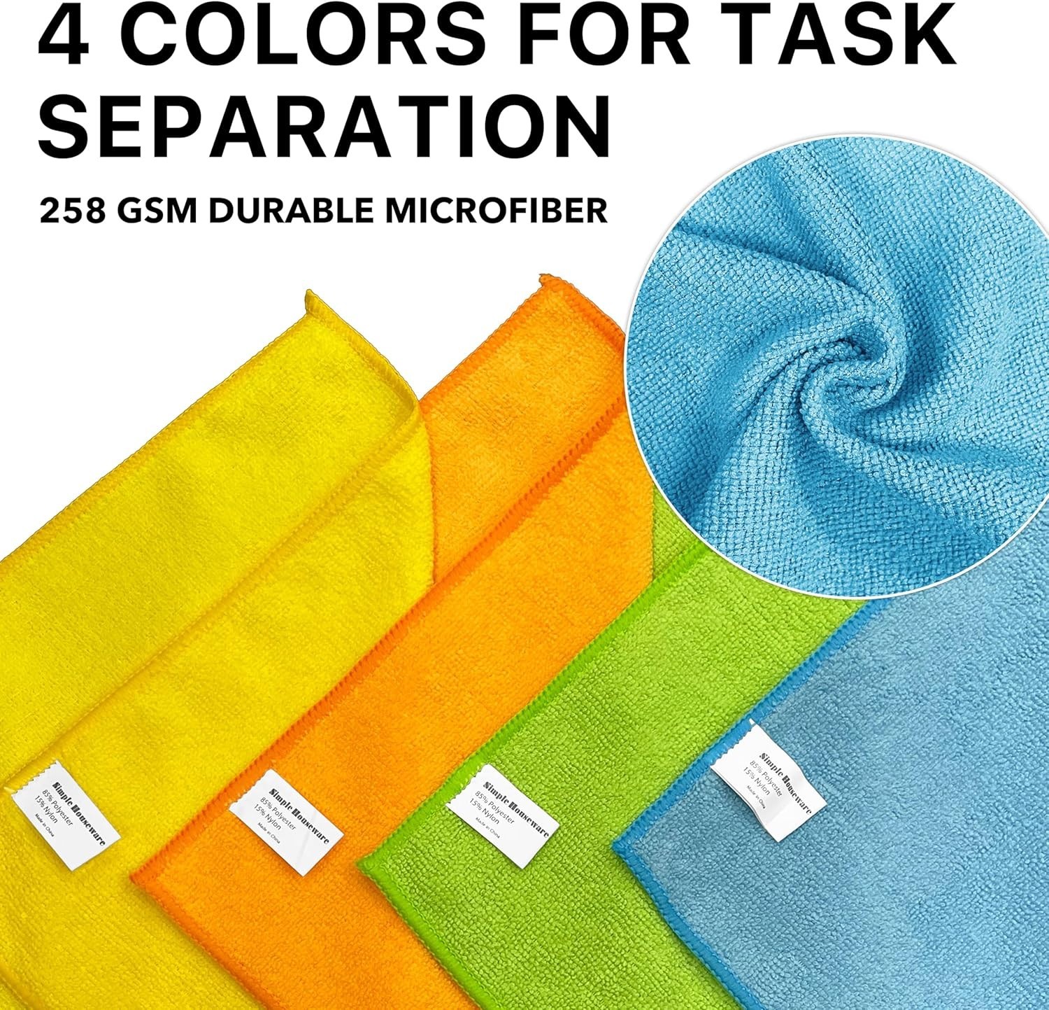 12″ x 16″ Microfiber Cleaning Cloth 50 Pack, 4 Colors