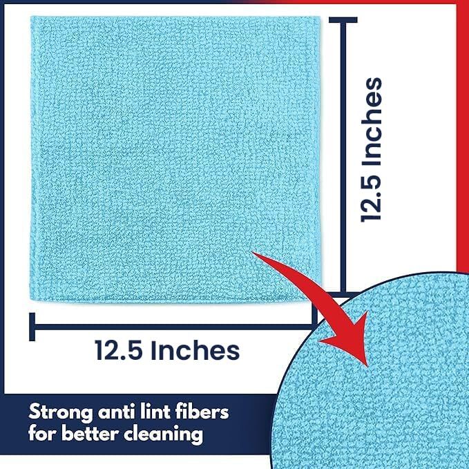 Microfiber Cleaning Cloth ,12Pcs 12.5×12.5 inch High Performance-Ultra Absorbent