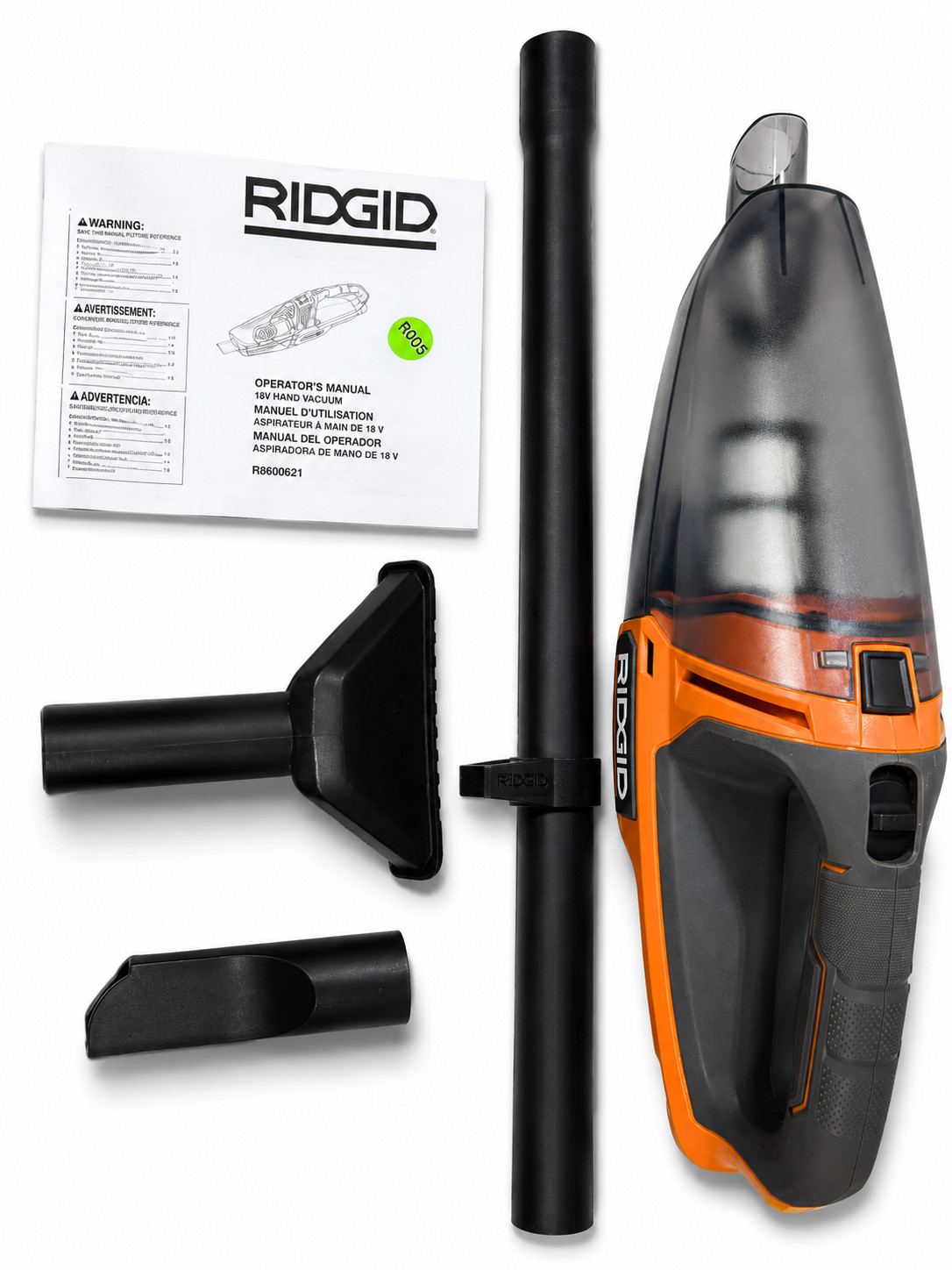 Ridgid R8609021 18V Cordless Handheld Vacuum w/ Manual & Accessories New Display