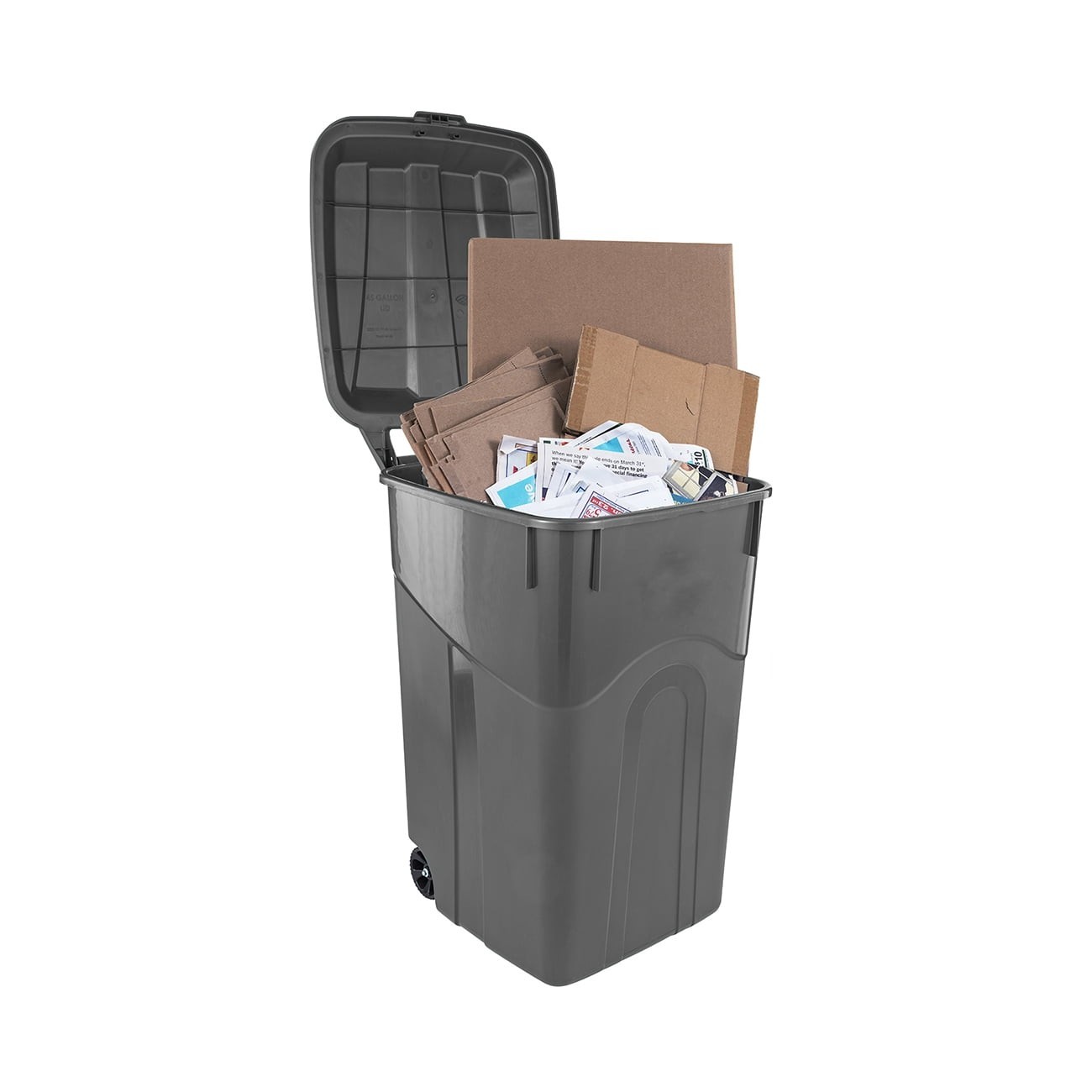 (2 pack) Hyper Tough 45 Gallon Wheeled Heavy Duty Plastic Garbage Can, Lid